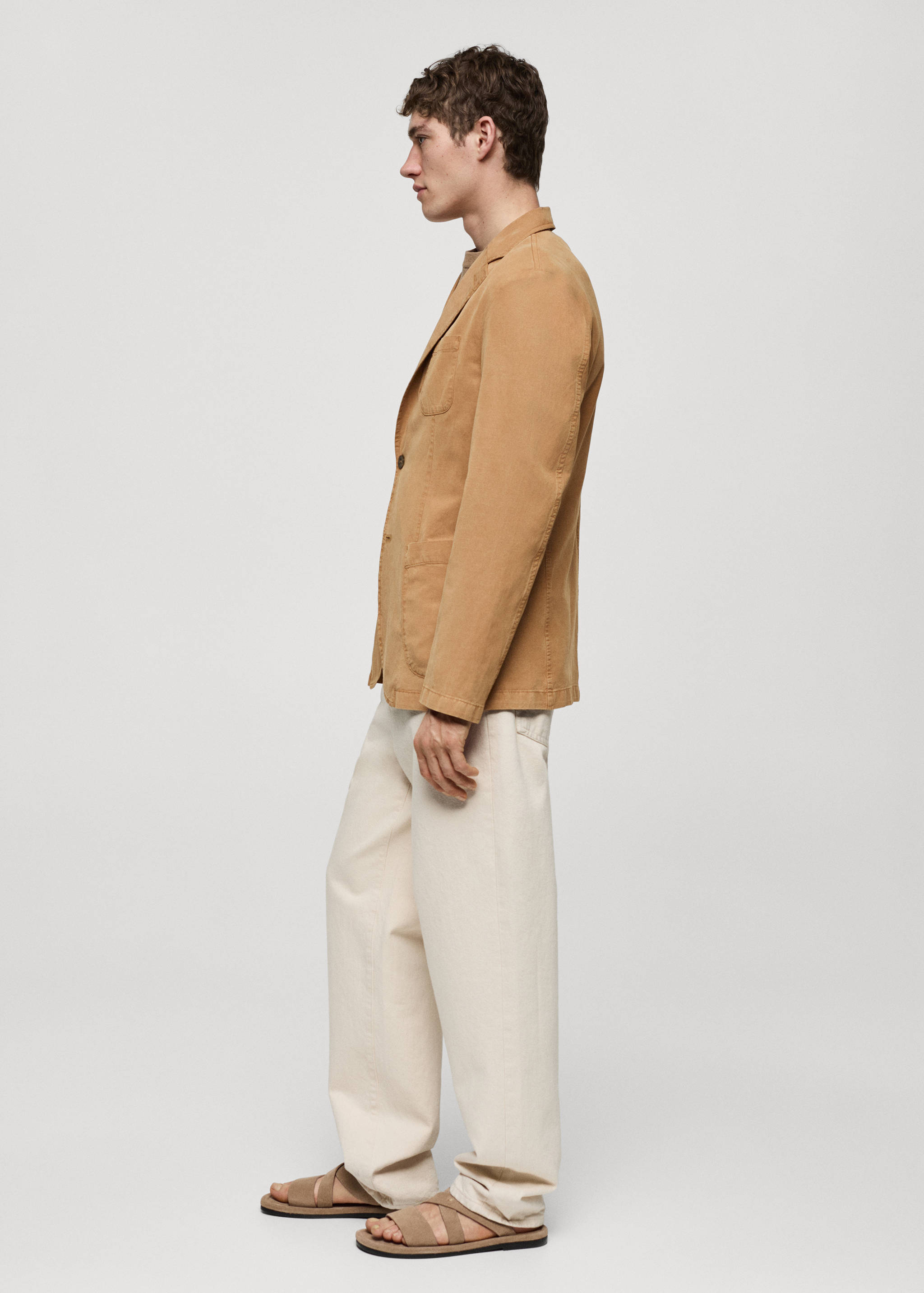 Slim fit linen cotton-blend blazer - Details of the article 2