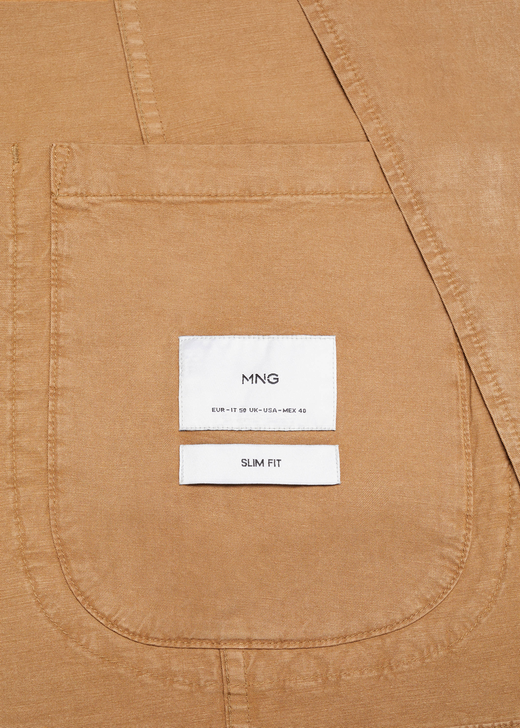 Slim fit linen cotton-blend blazer - Details of the article 0