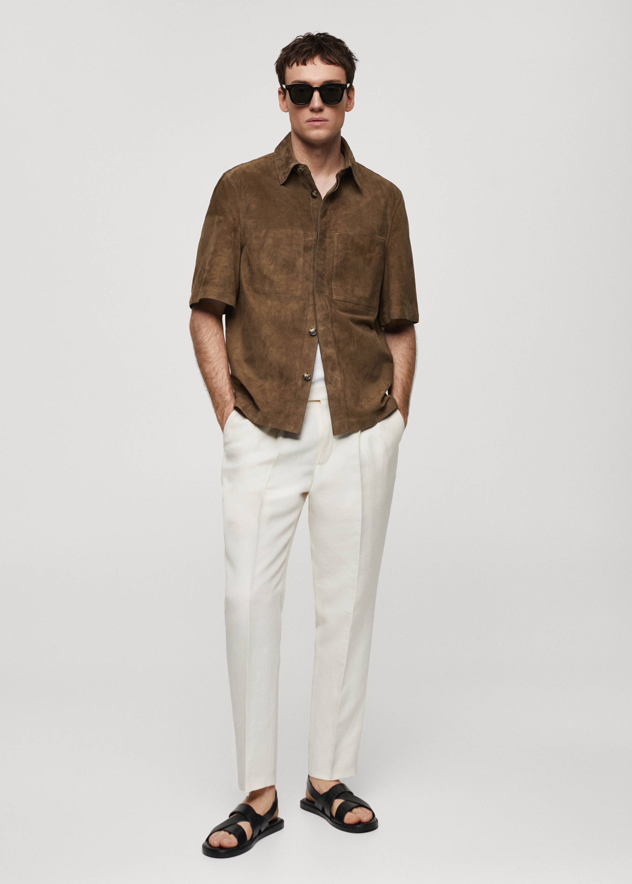 Sobrecamisa 100% pell girada butxaca - Pla general