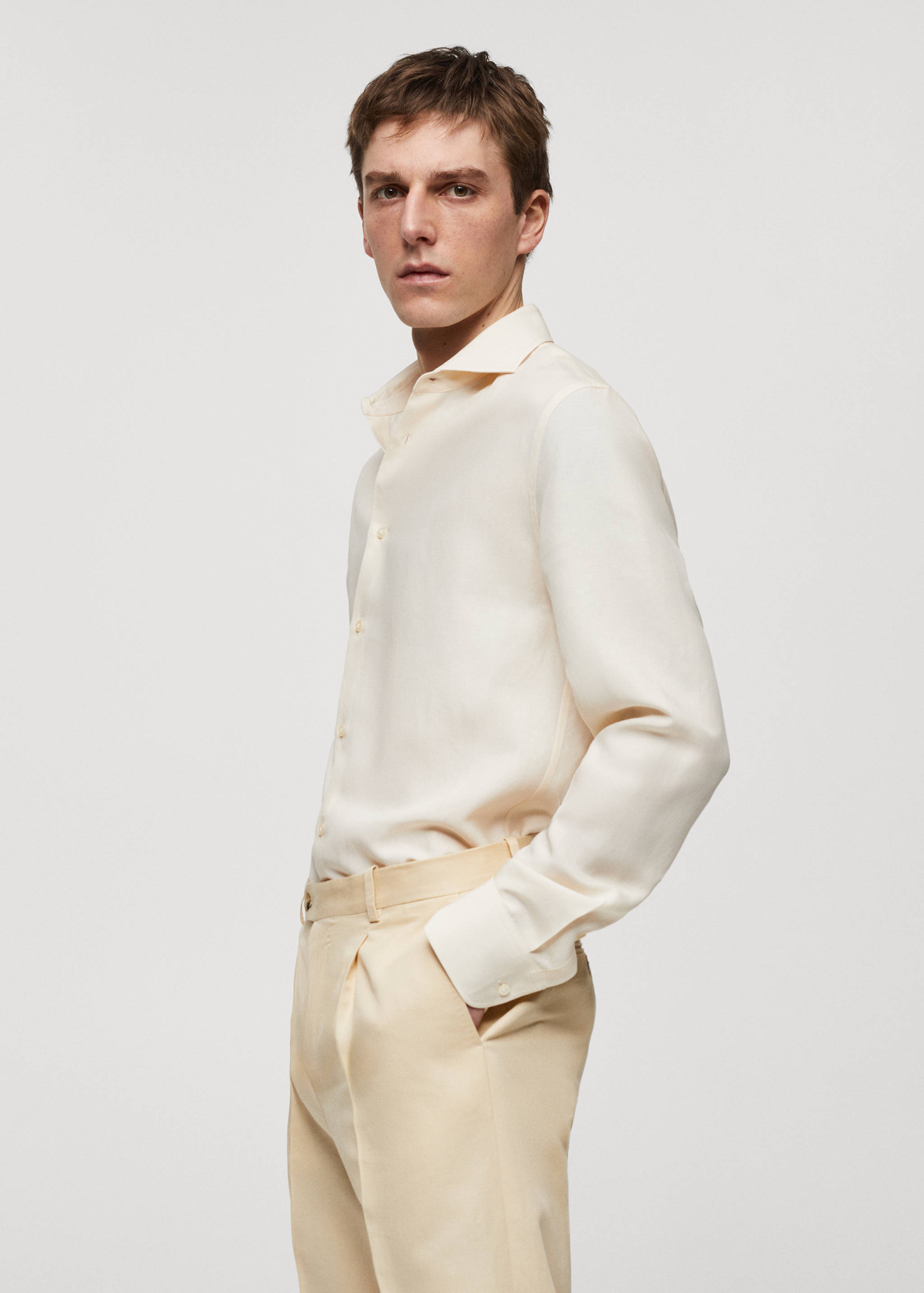 Skjorta slim fit tencel linne - Detaljer om artikeln 2