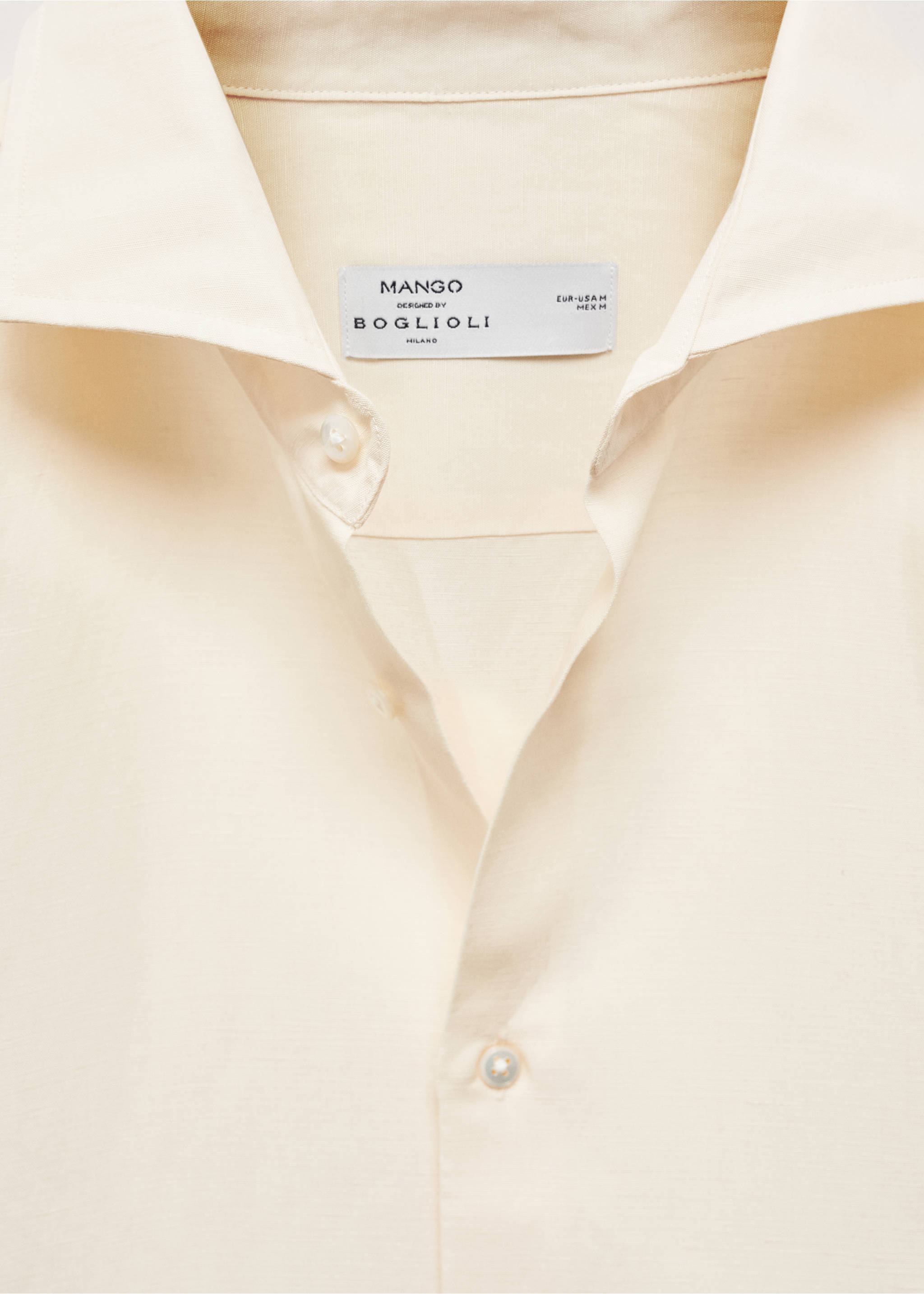 Slim-fit Tencel linen shirt - Details of the article 8, Beige. Ref: 67077907-00.