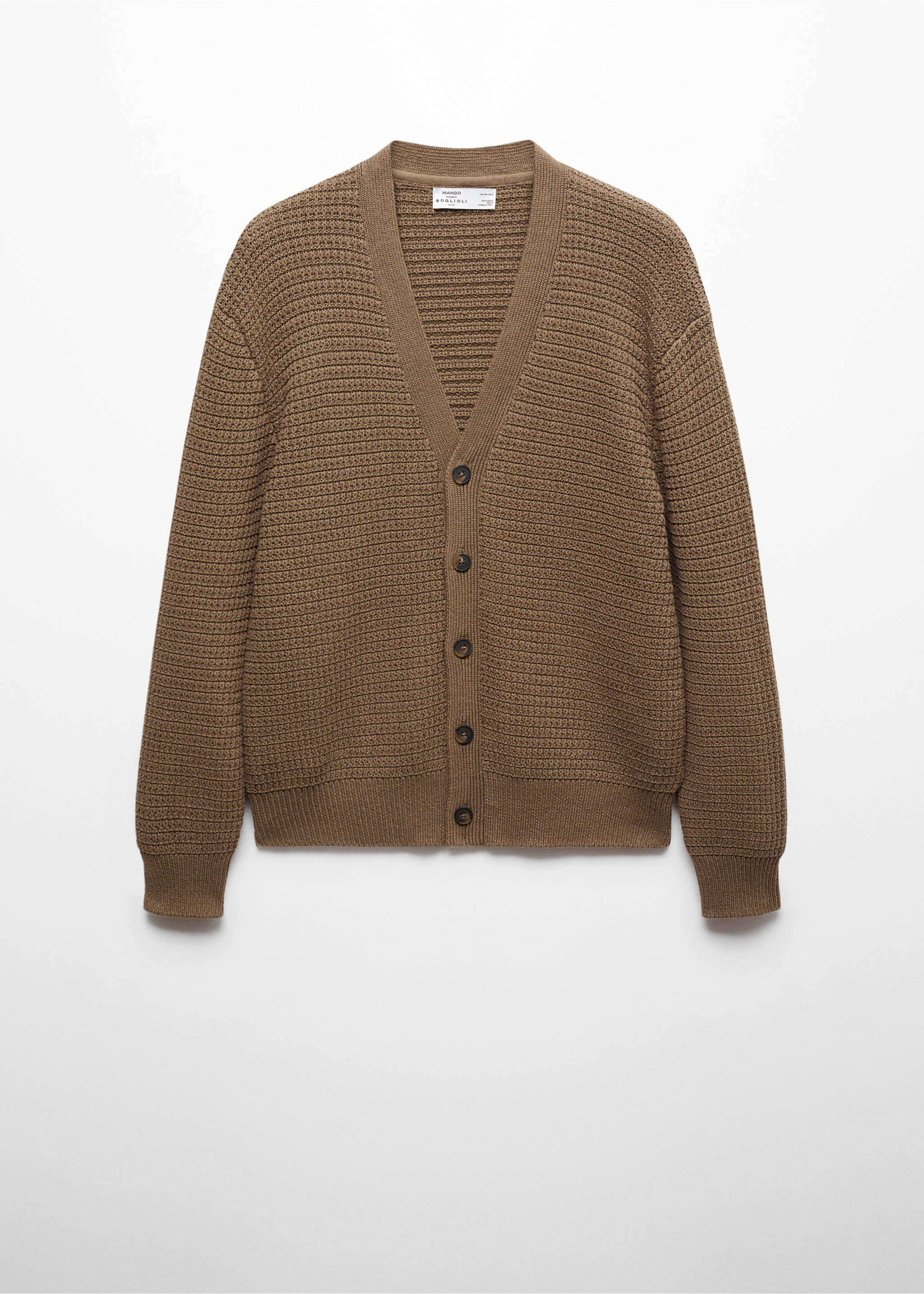 Strickjacke mit Zopfmuster und Knöpfen - Artikel ohne Model, Mittelgrün. Ref: 67077912-00.