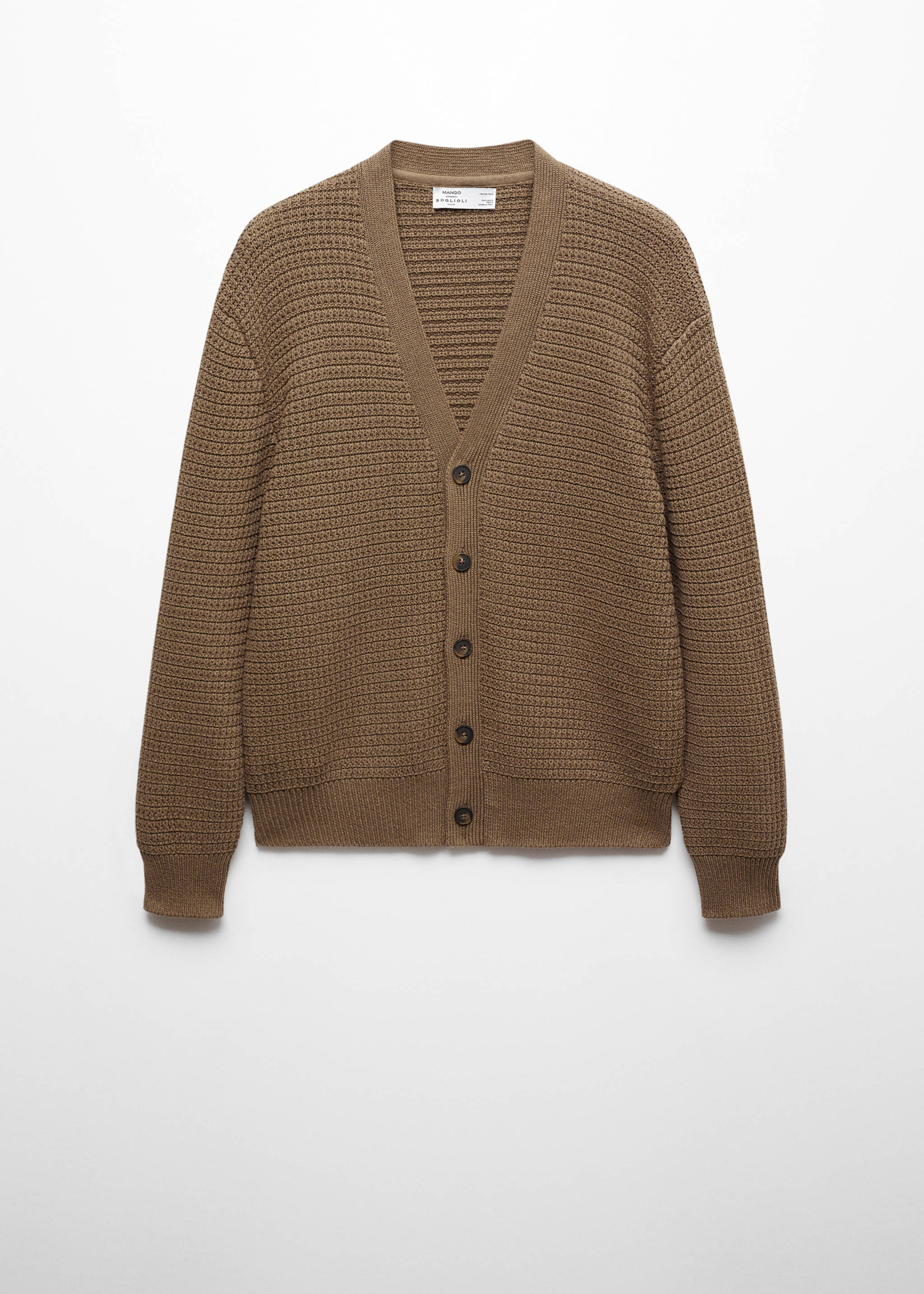 Strickjacke mit Zopfmuster und Knöpfen - Artikel ohne Model