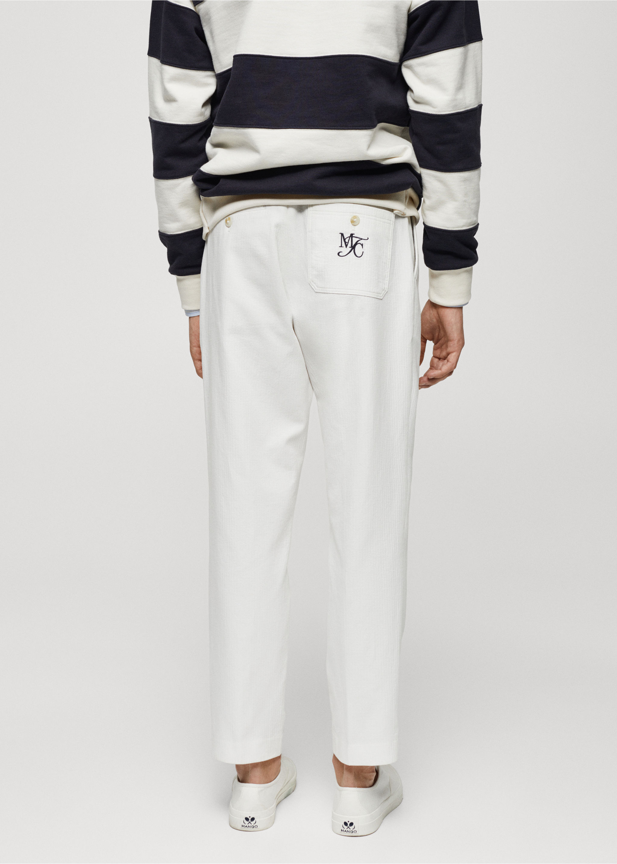 Pantalon coton brodé à pinces - Verso de l’article