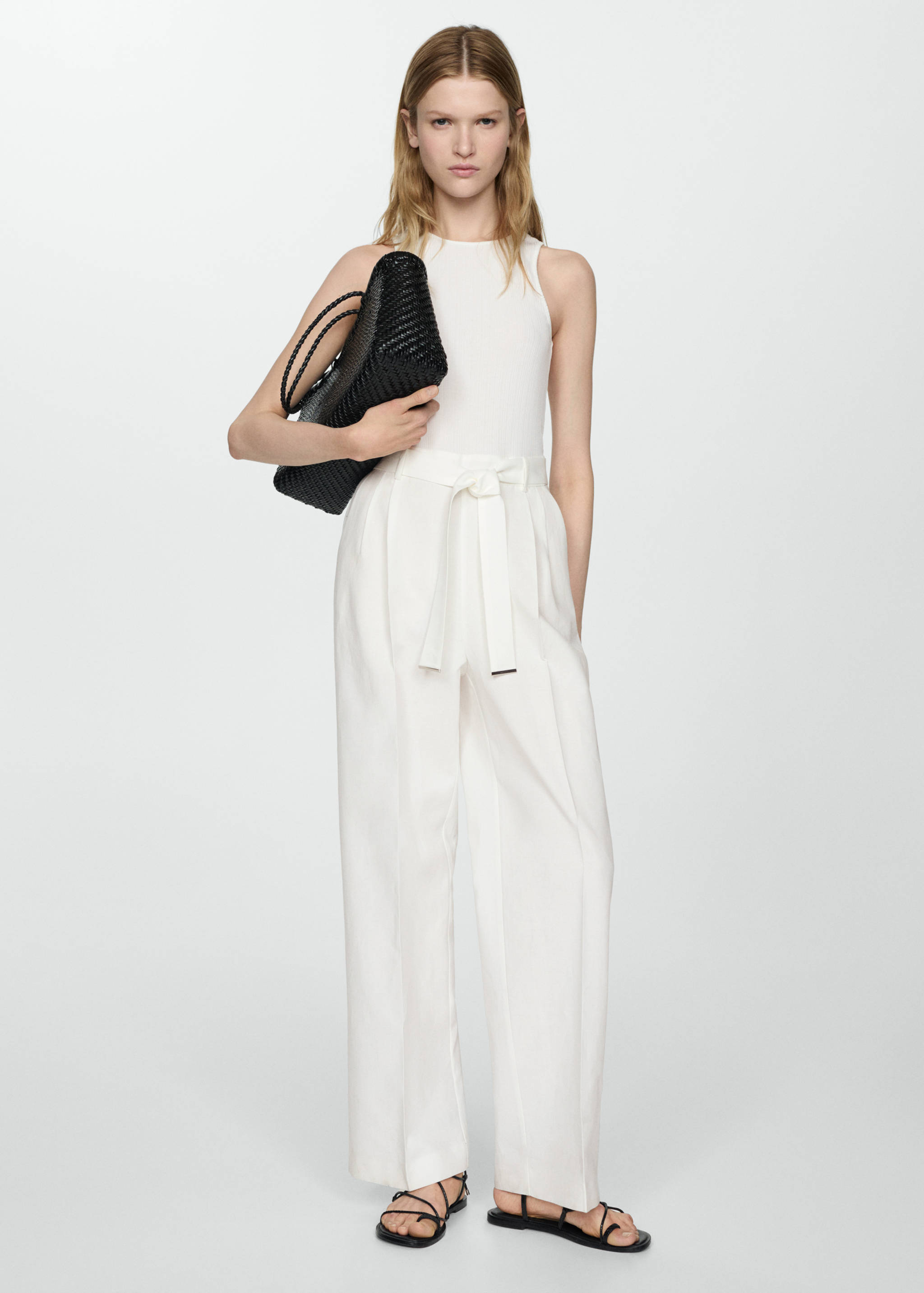 Contrast-linen body jumpsuit - General plane