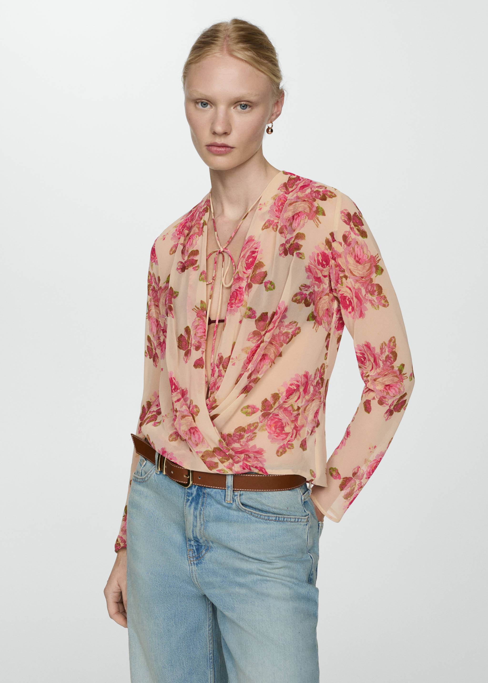 Floral print crossover blouse - Medium plane