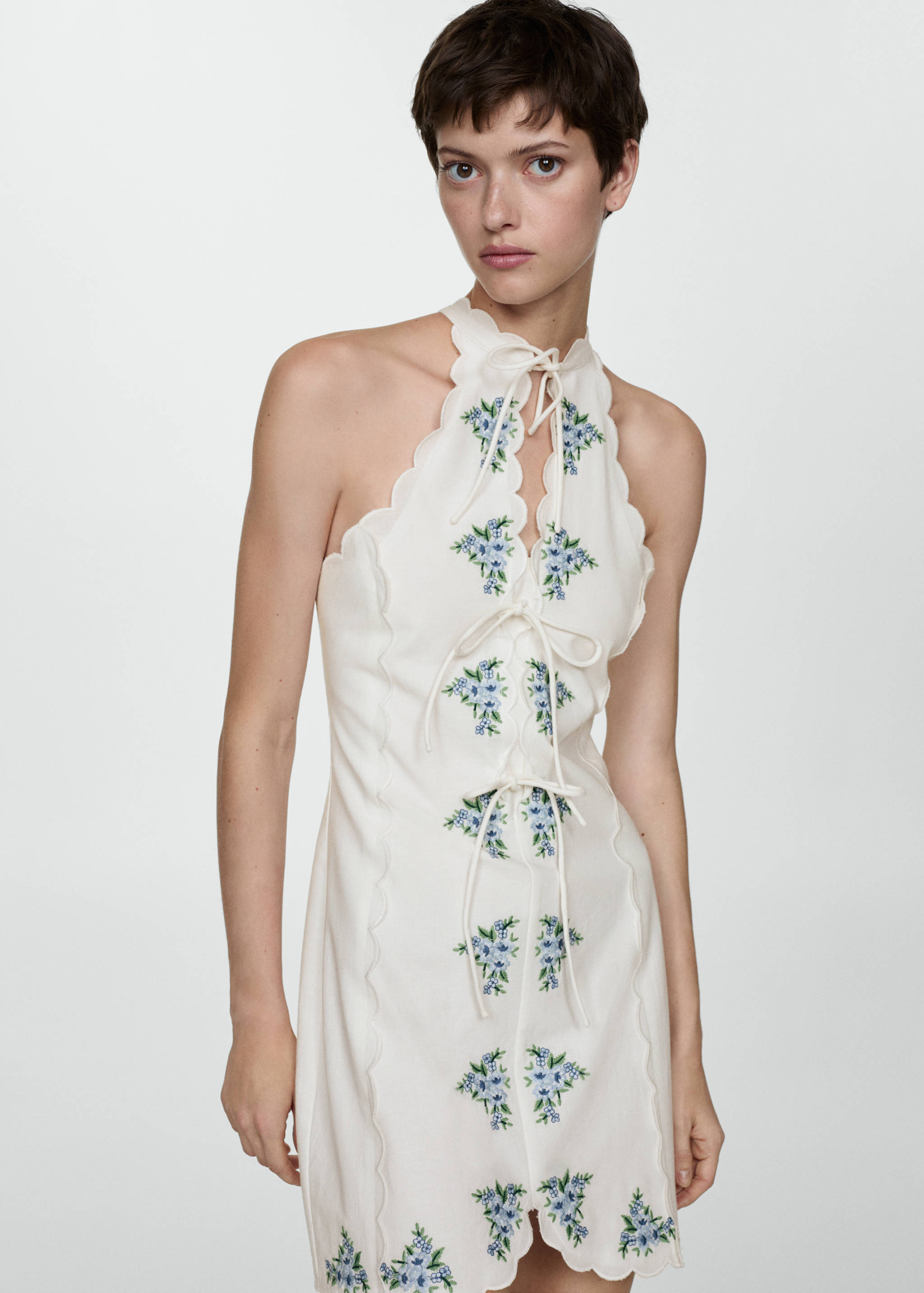 Bow embroidered dress - Medium plane