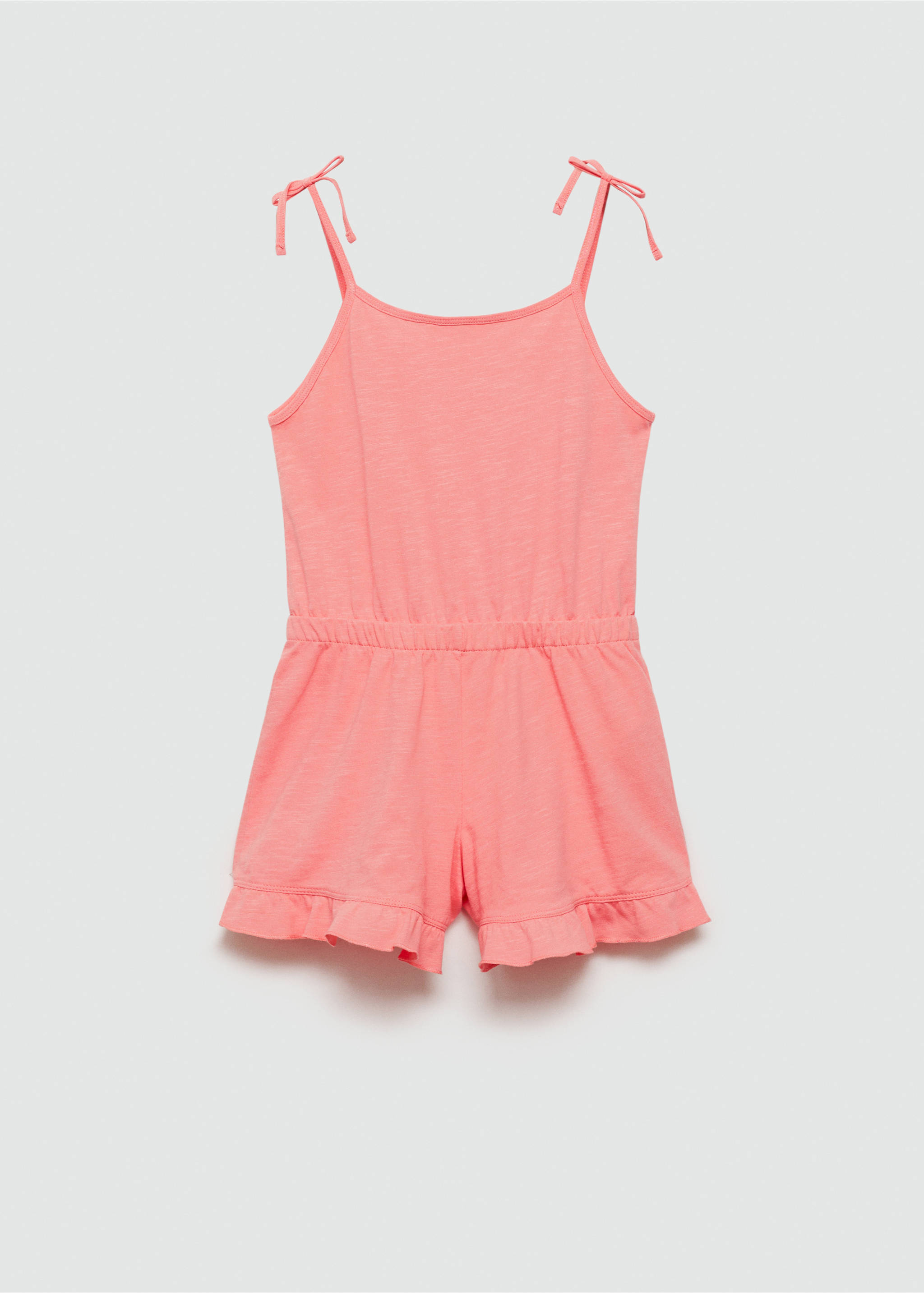 Kurzer Baumwoll-Jumpsuit - Rückseite des Artikels, Neonpink. Ref: 67078648-00.