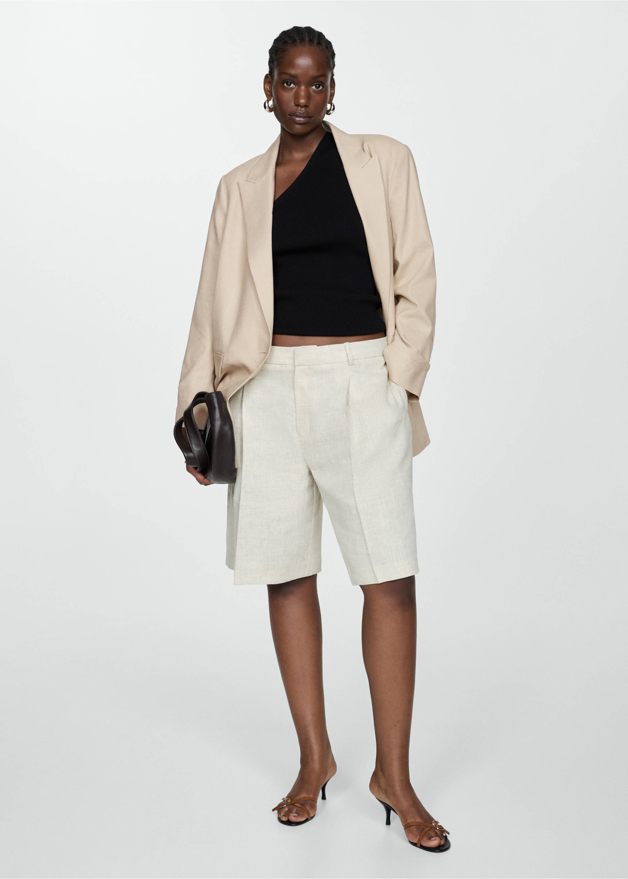 Leinenblazer mit geknöpften Manschetten - Detail des Artikels 3, Hellgrau/Pastellgrau. Ref: 67078654-00.