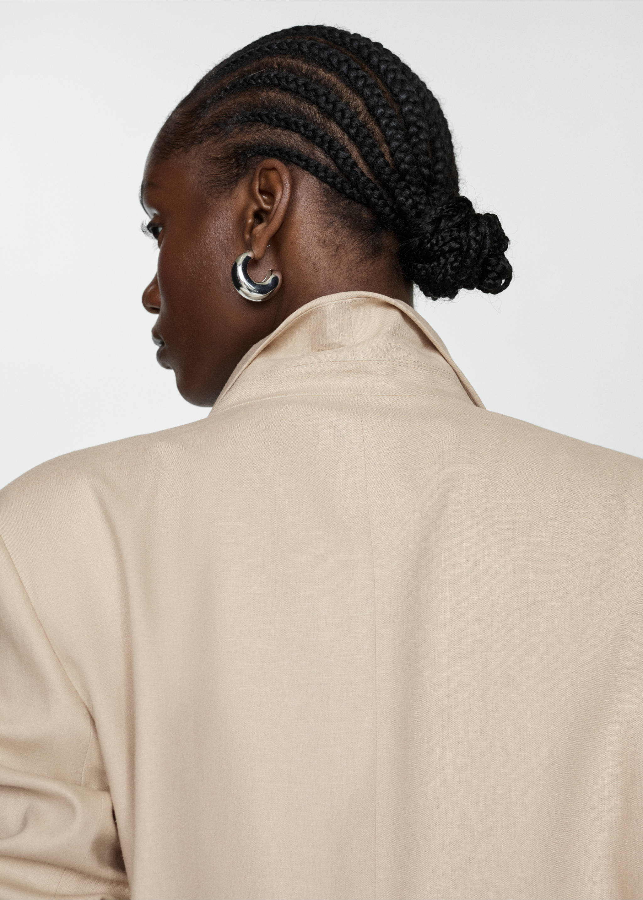 Leinenblazer mit geknöpften Manschetten - Detail des Artikels 4, Hellgrau/Pastellgrau. Ref: 67078654-00.