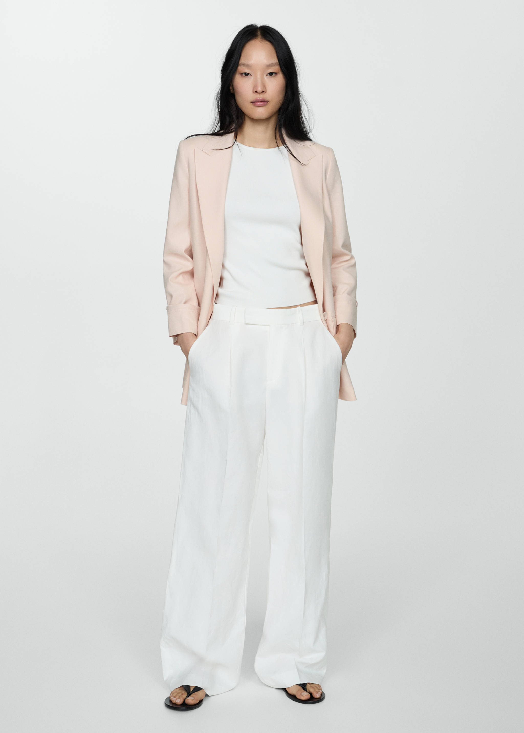 Leinenblazer mit geknöpften Manschetten - Allgemeine Ansicht