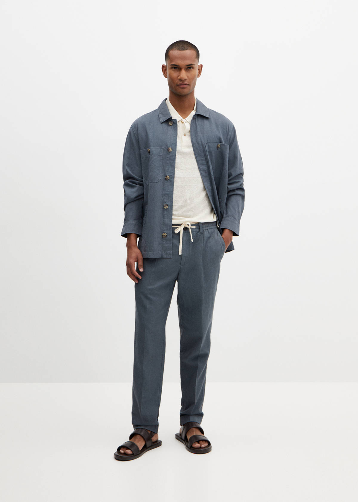 Slim-fit Tencel linen overshirt