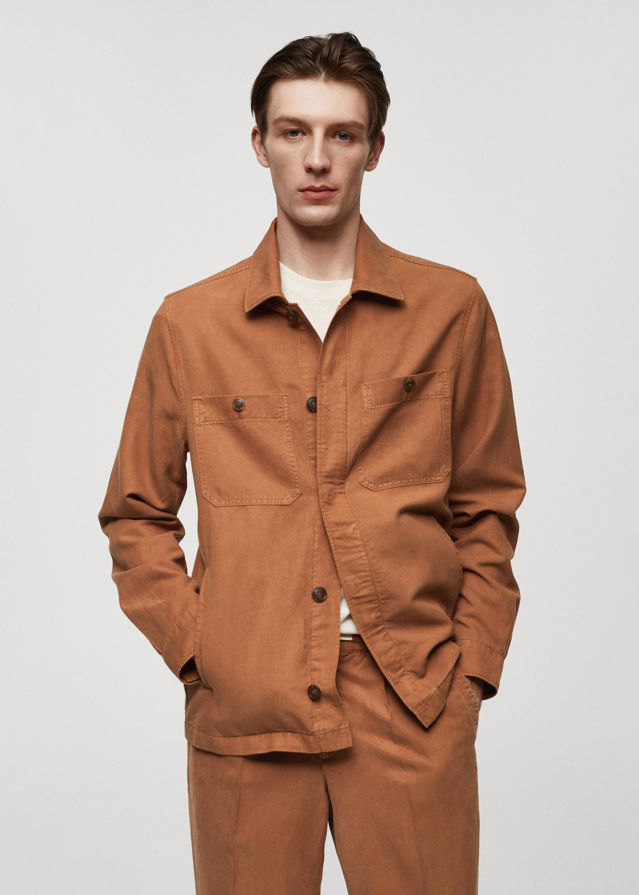 Slim-fit Tencel linen overshirt - Medium plane