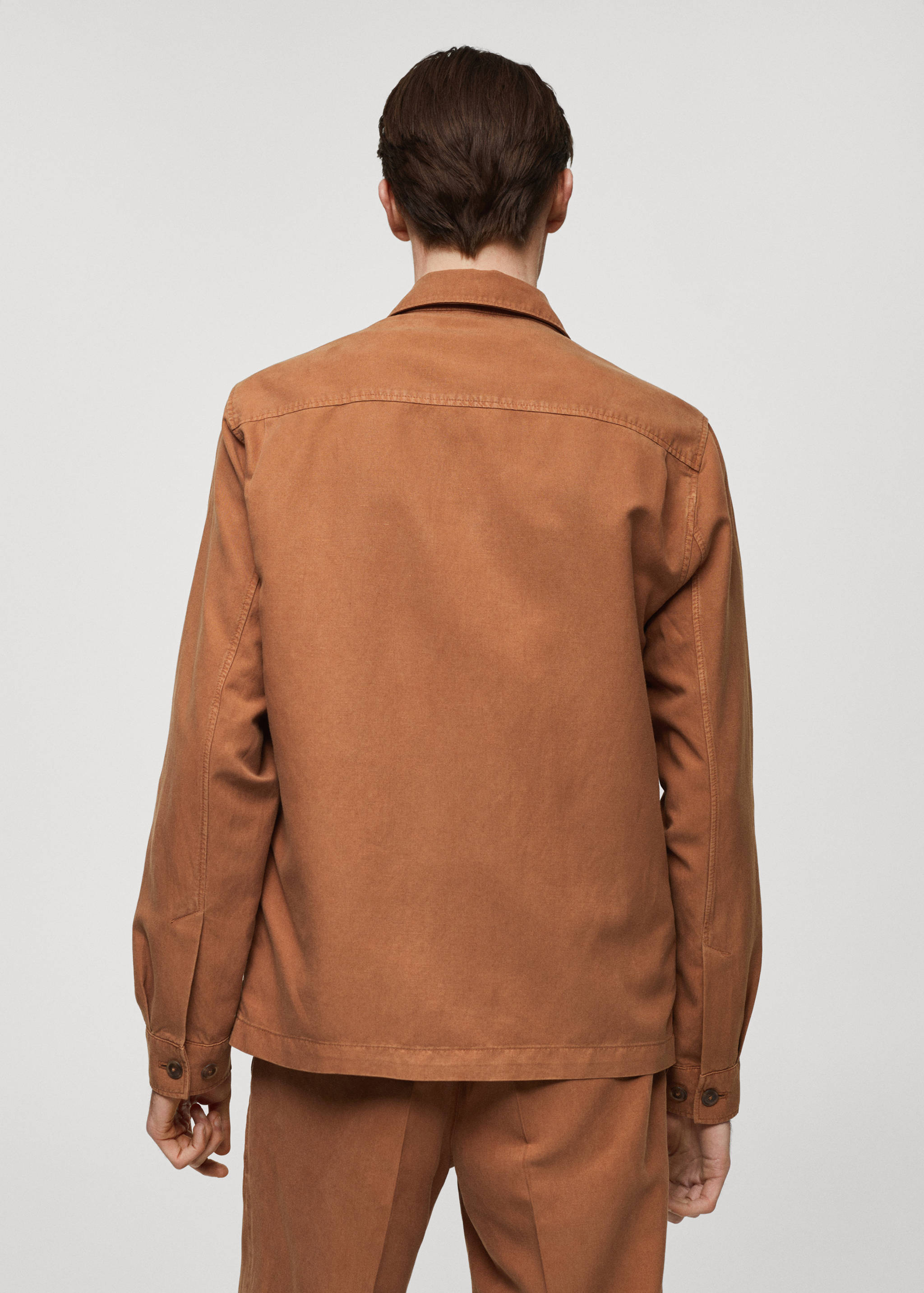 Slim-fit Tencel linen overshirt - Reverse of the article