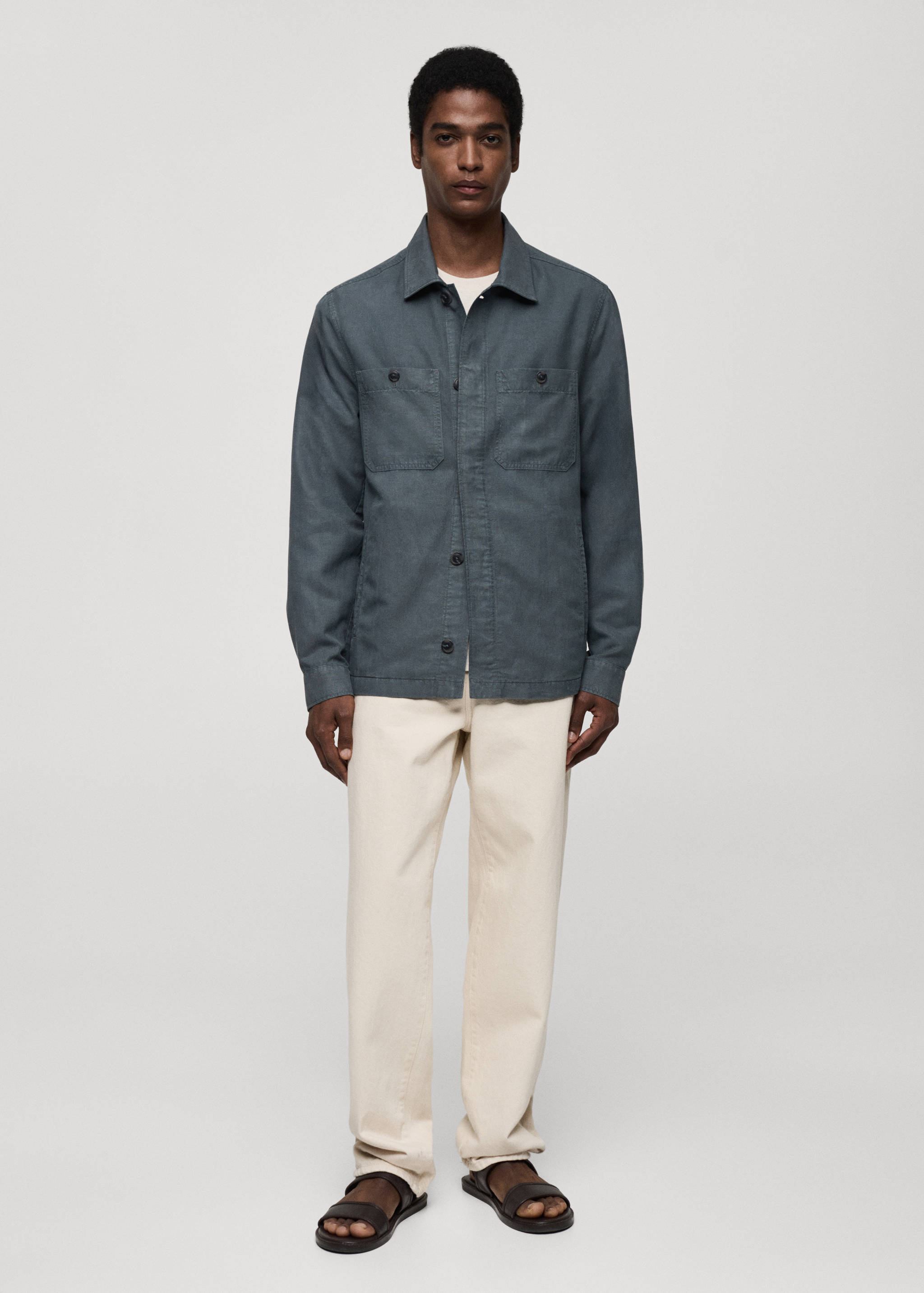 Slim-fit Tencel linen overshirt - General plane