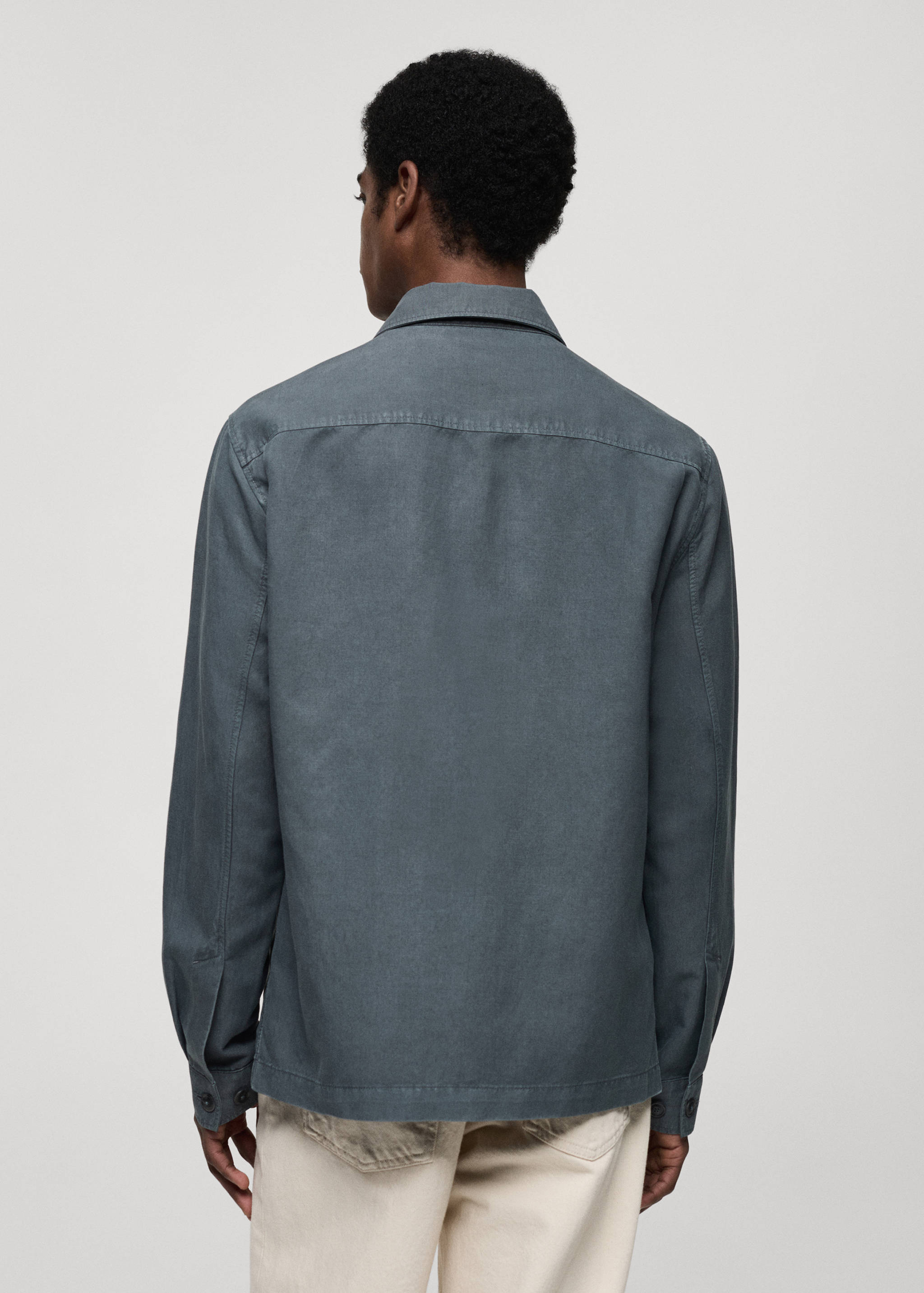 Slim-fit Tencel linen overshirt - Reverse of the article
