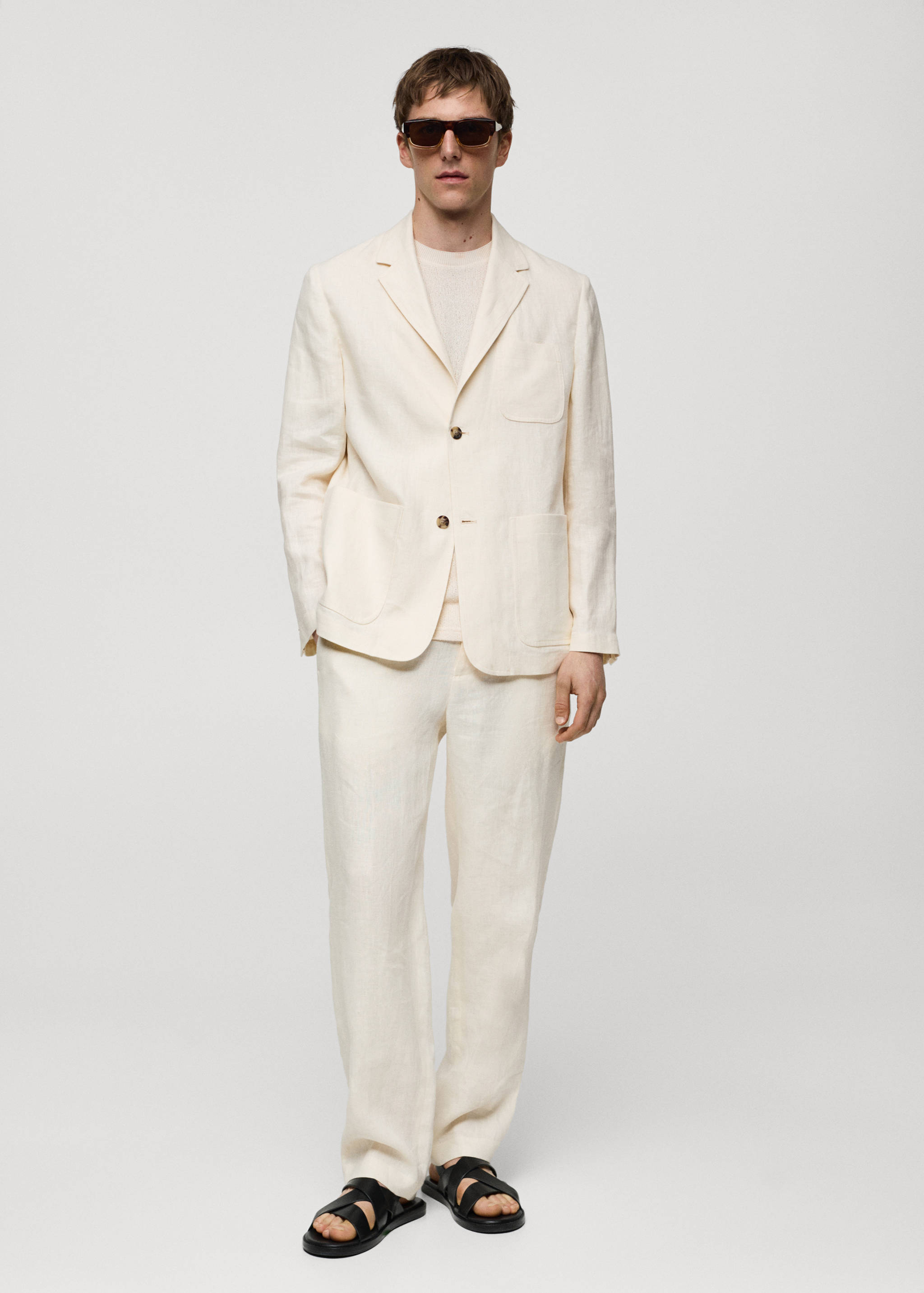 100% relaxed-firt linen jacket with pockets - General plane