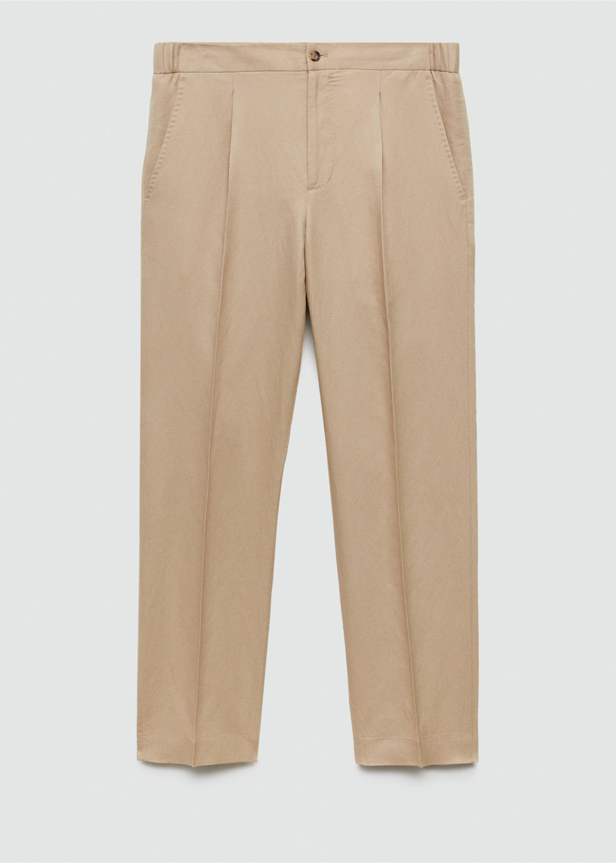 Bundfaltenhose aus Tencel mit Leinen - Artikel ohne Model, Beige. Ref: 67079605-00.