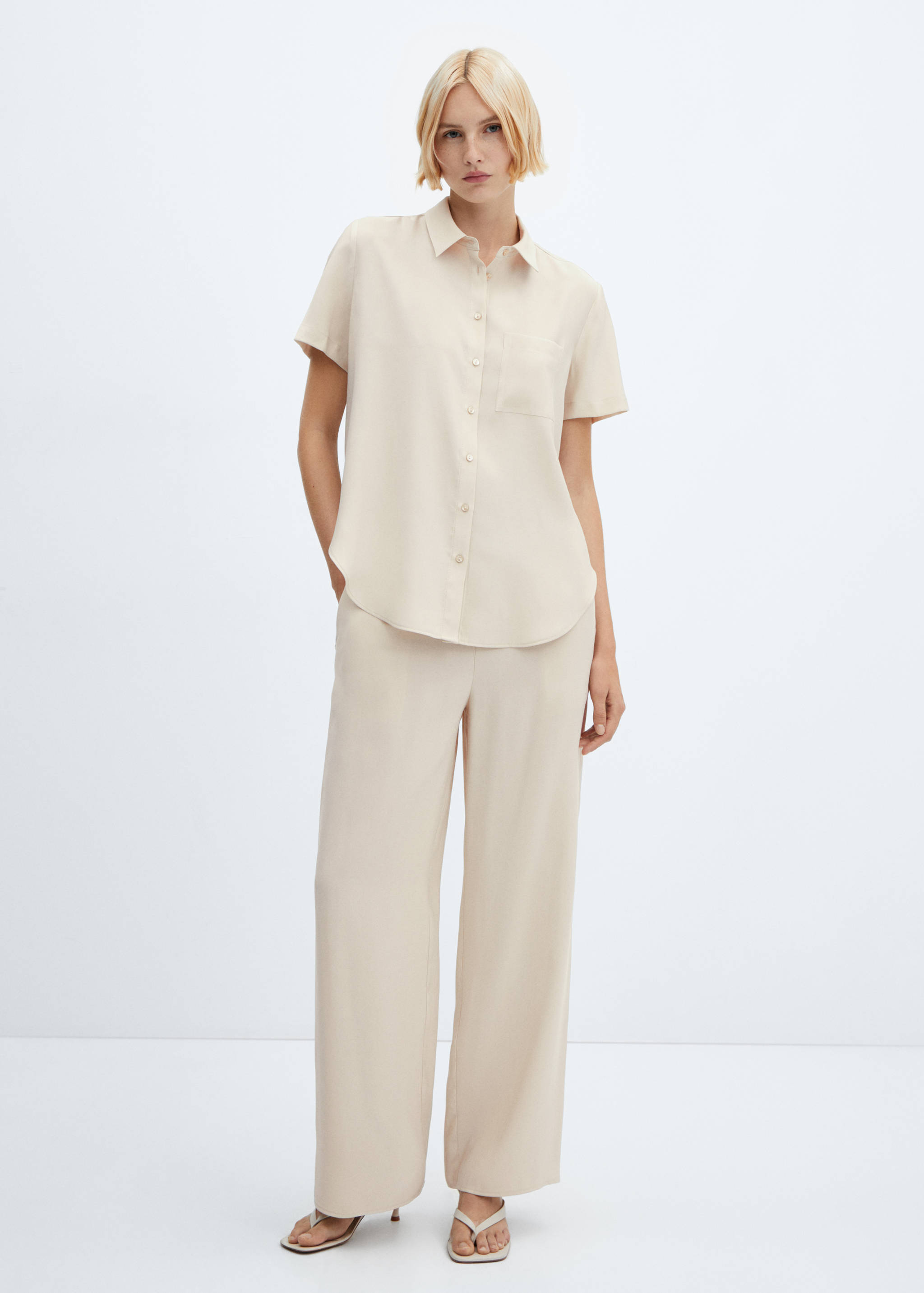 Wide leg trousers with elastic waist - General plane