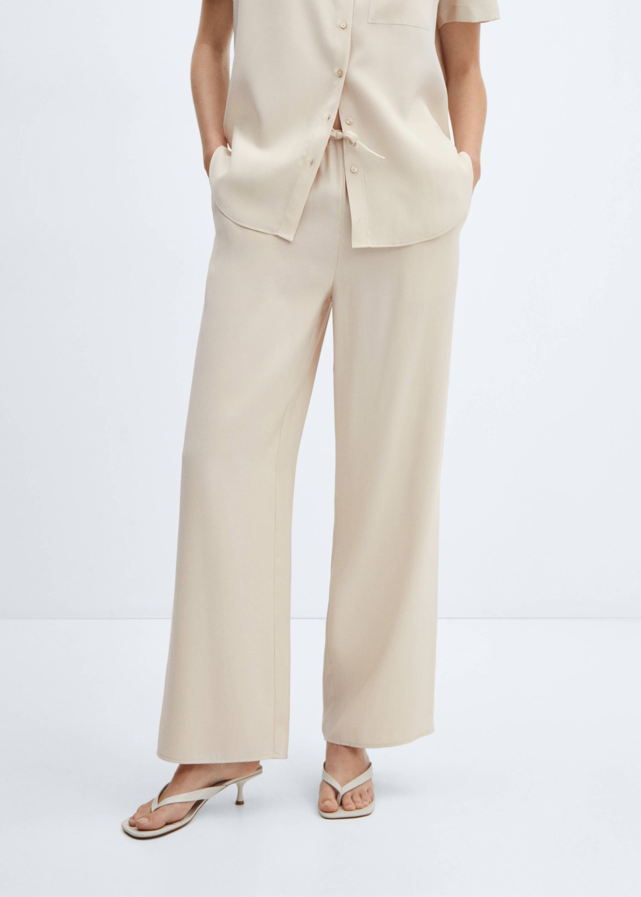 Wide leg trousers with elastic waist - Medium plane