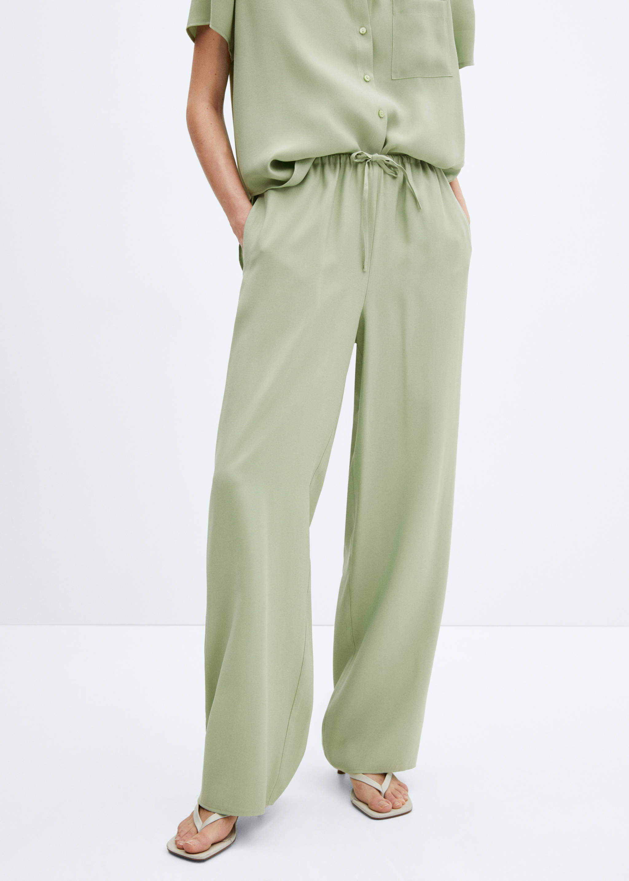 Wide leg trousers with elastic waist - Medium plane