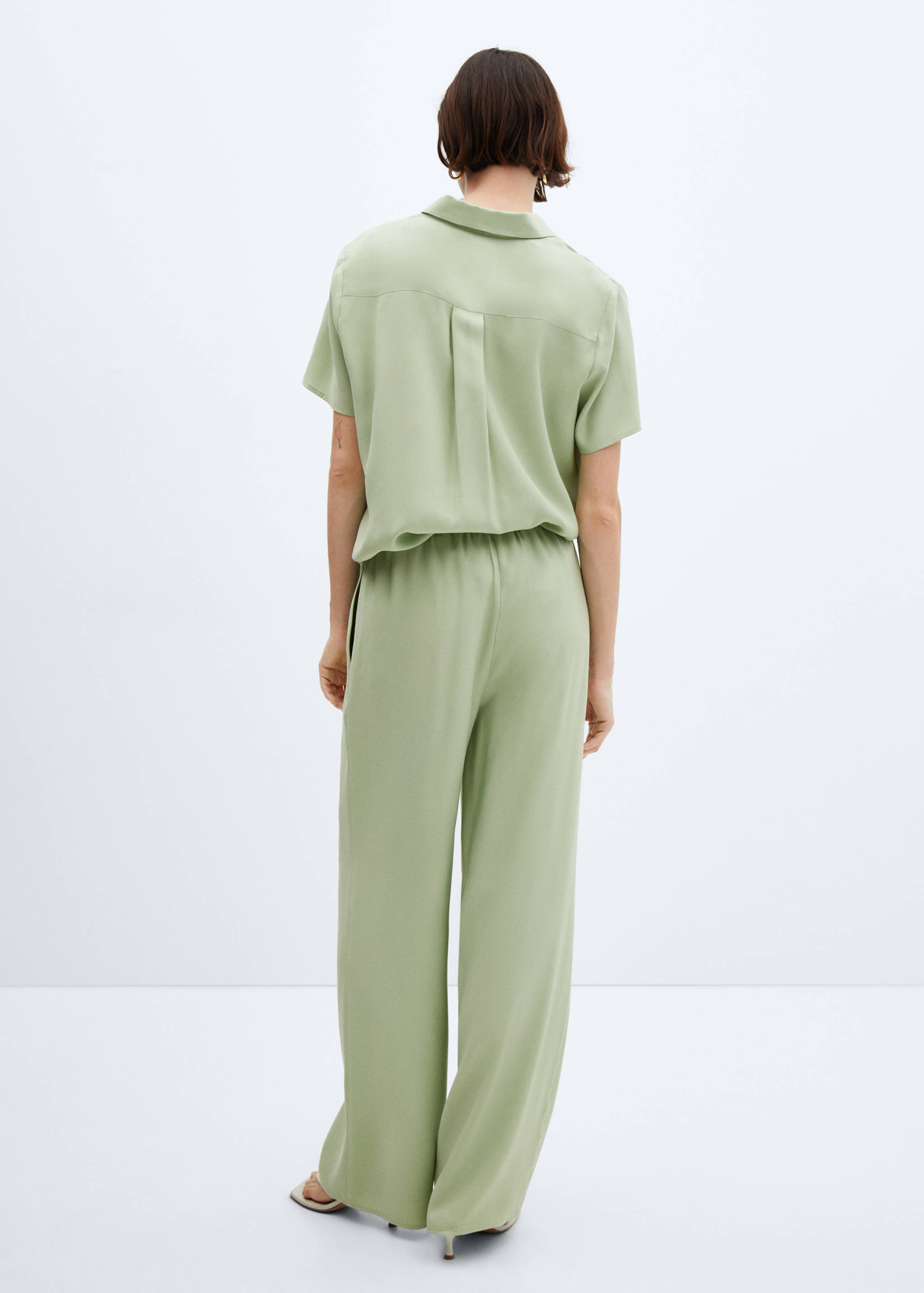 Wide leg trousers with elastic waist - Reverse of the article
