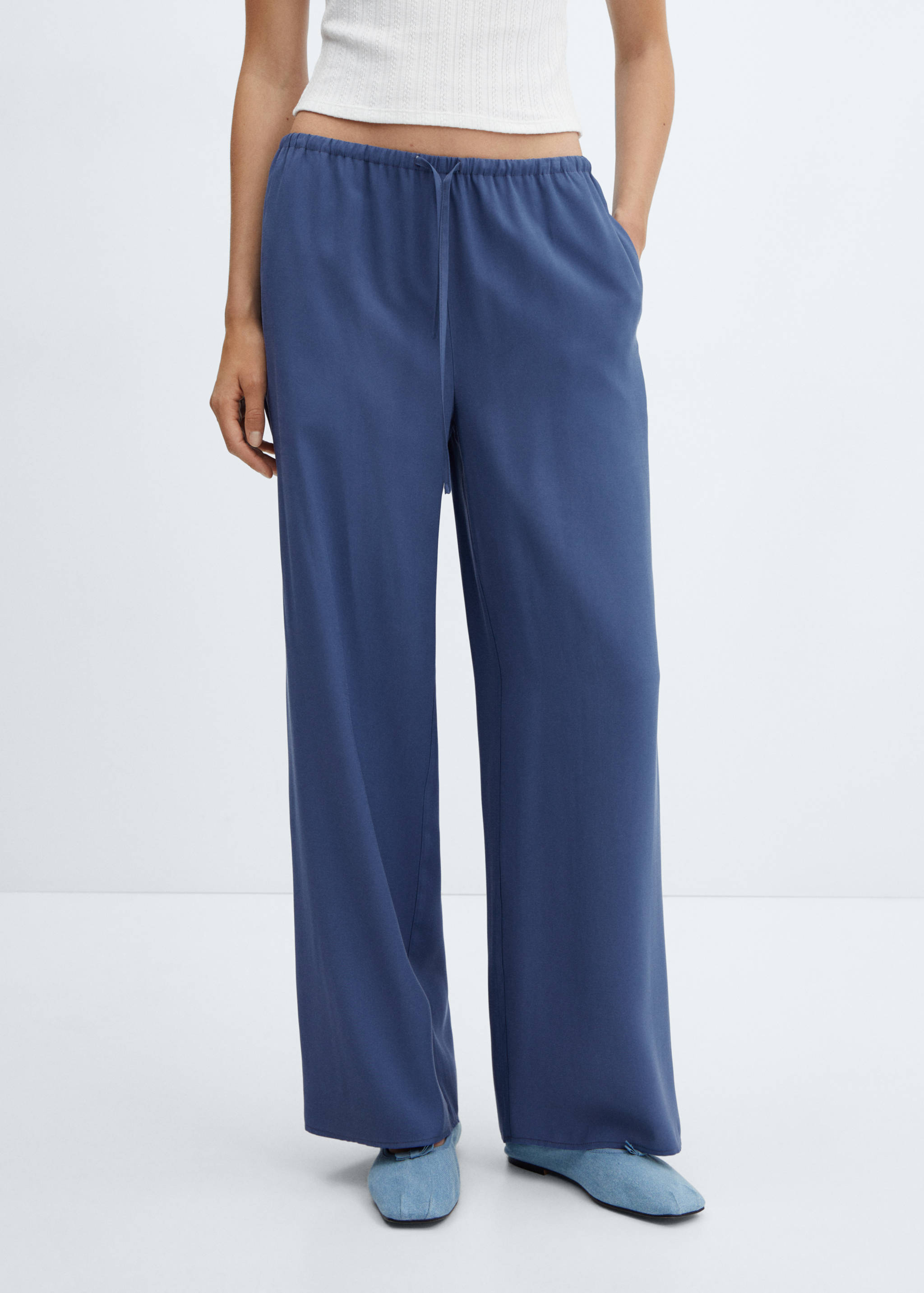 Wide leg trousers with elastic waist - Medium plane