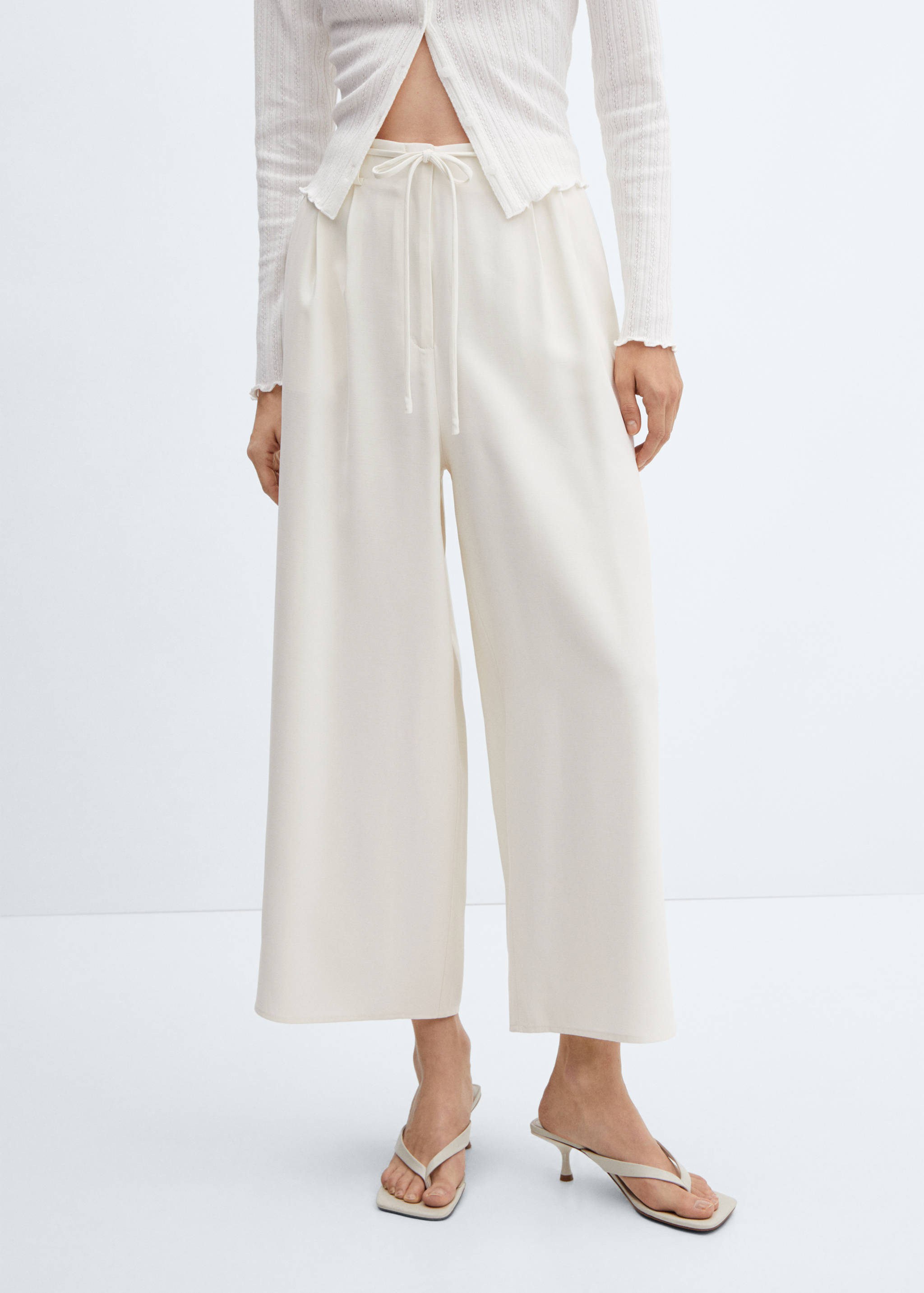 Wide leg trousers with belt - Medium plane