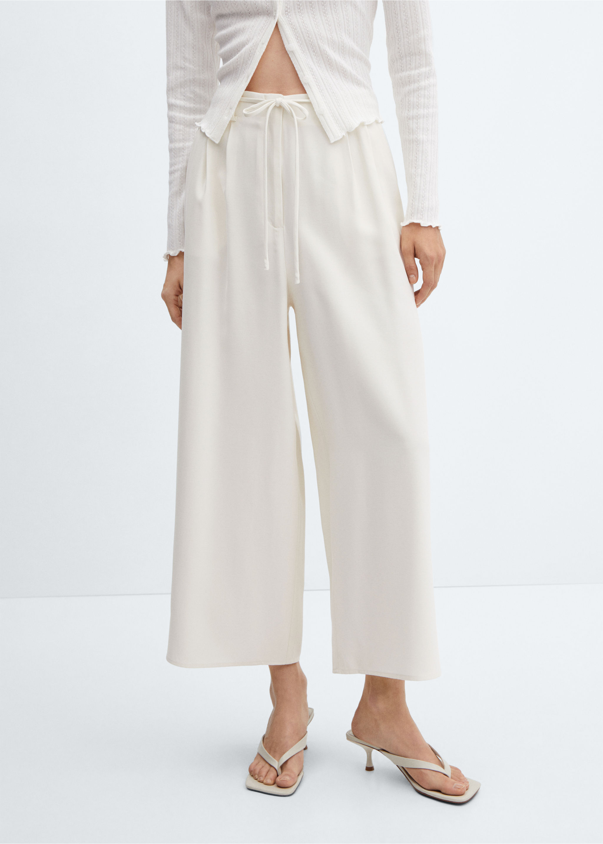 Wideleg trousers with belt - Medium plane