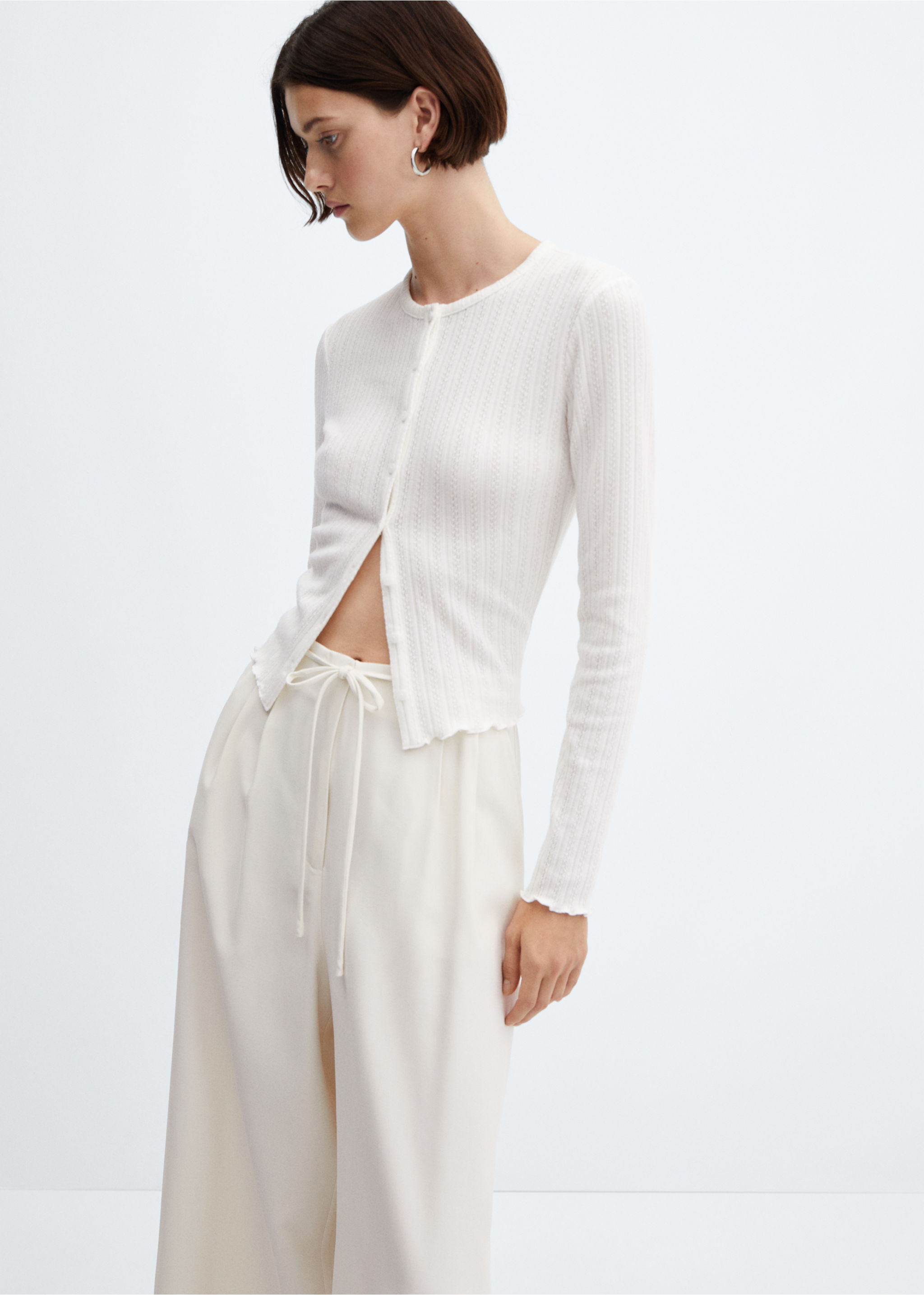 Wideleg trousers with belt - Details of the article 1