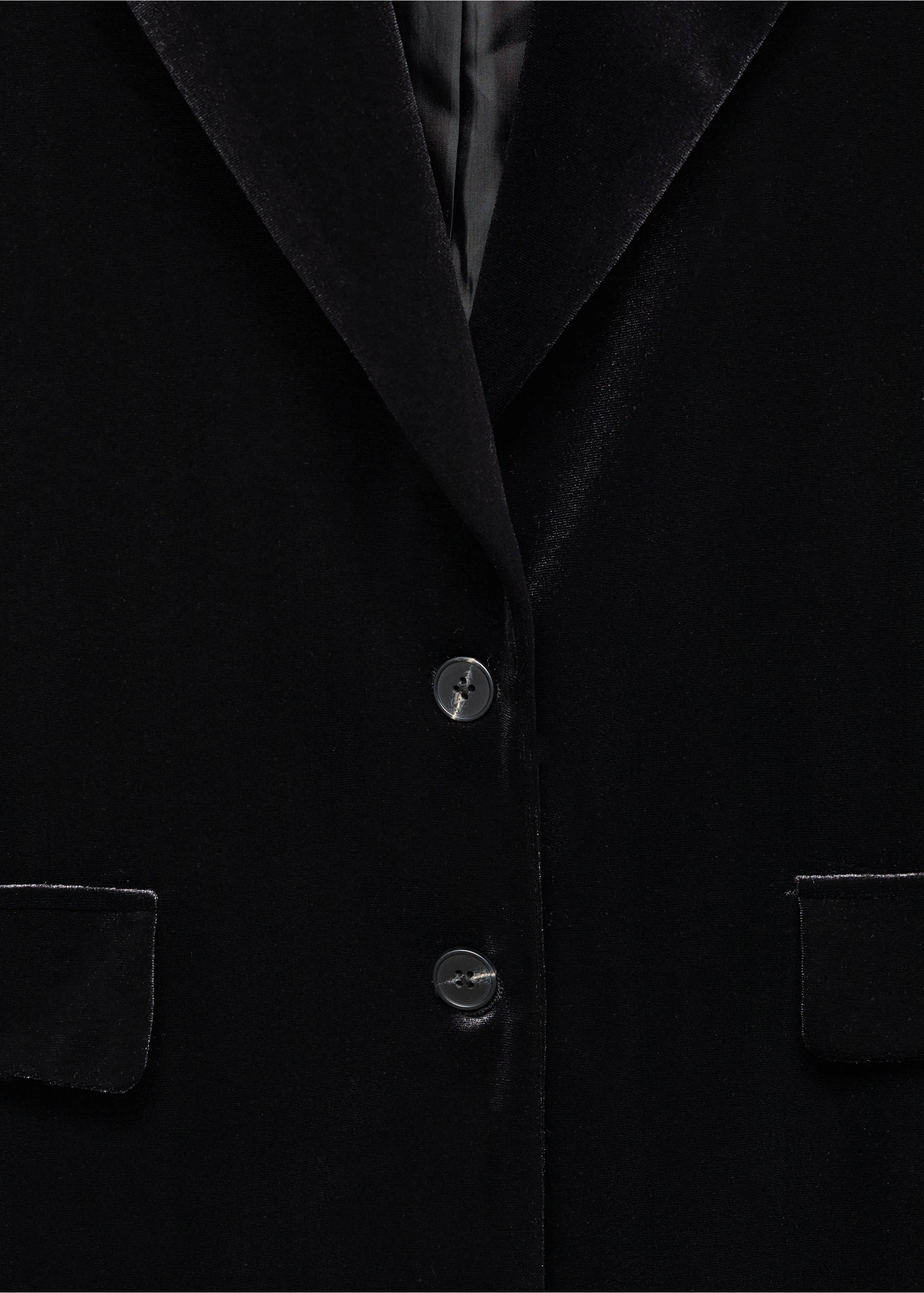Velvet blazer - Details of the article 8, Black. Ref: 67080423-00.