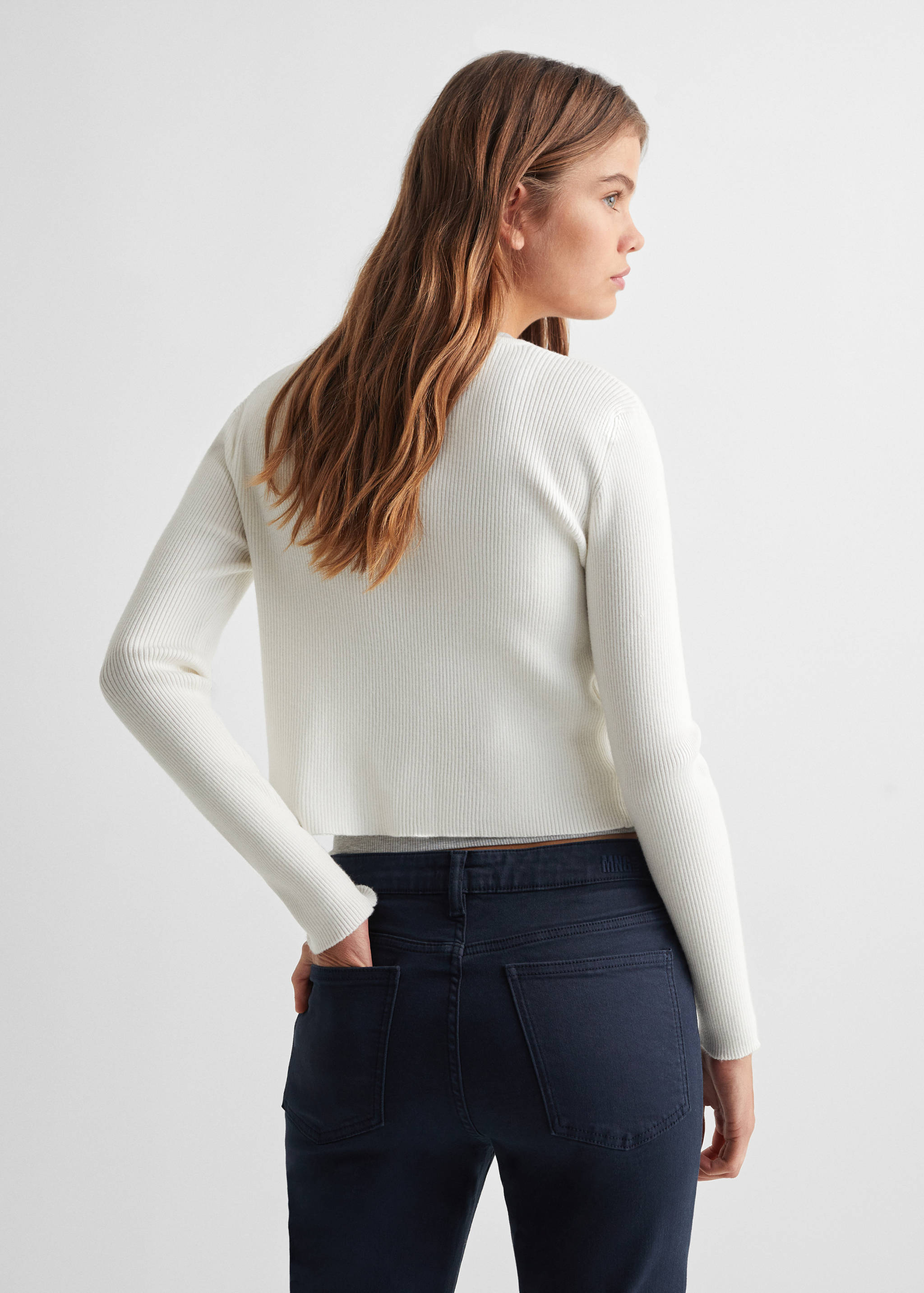 Knitted cardigan with bow - Reverse of the article