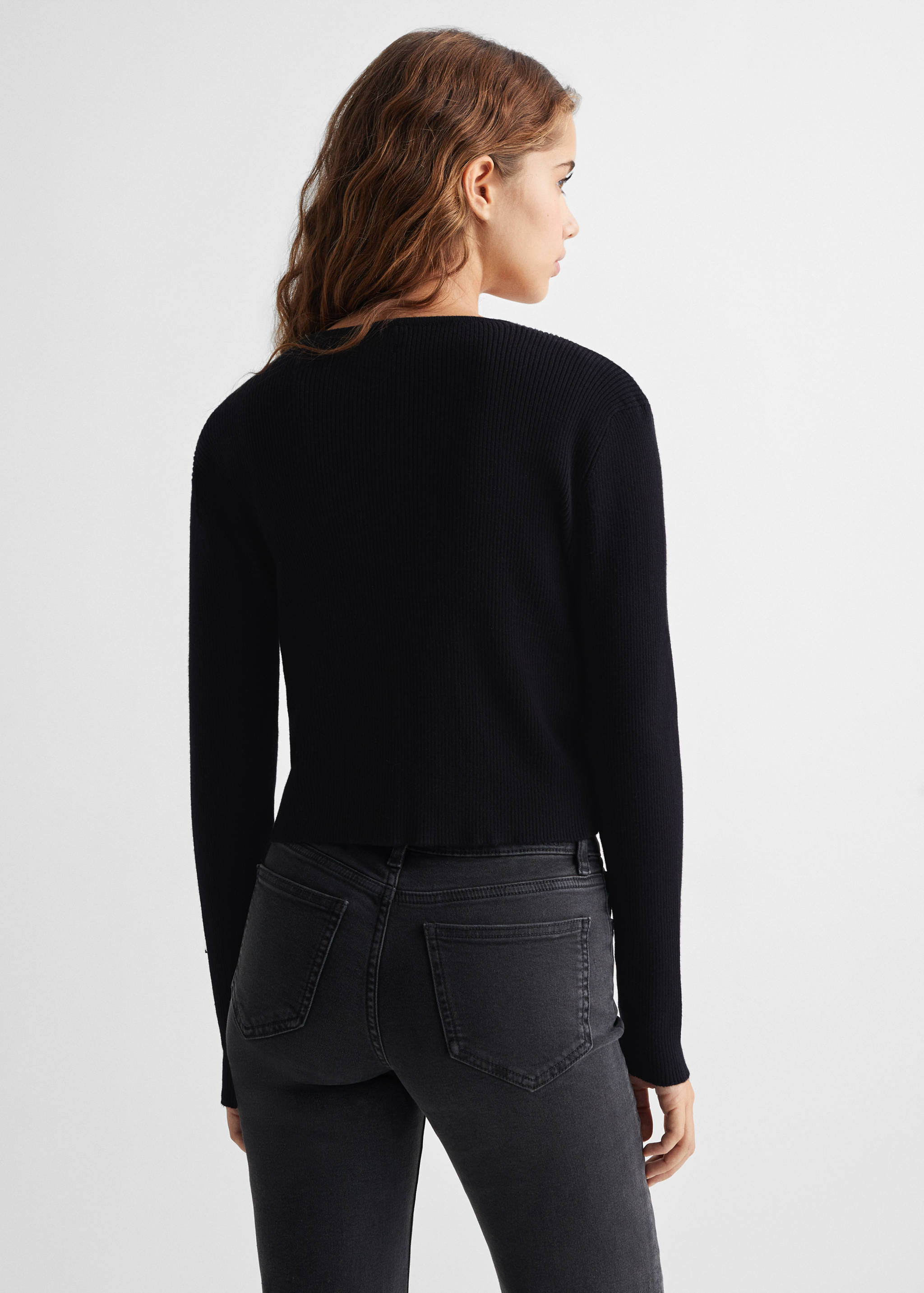 Knitted cardigan with bow - Reverse of the article