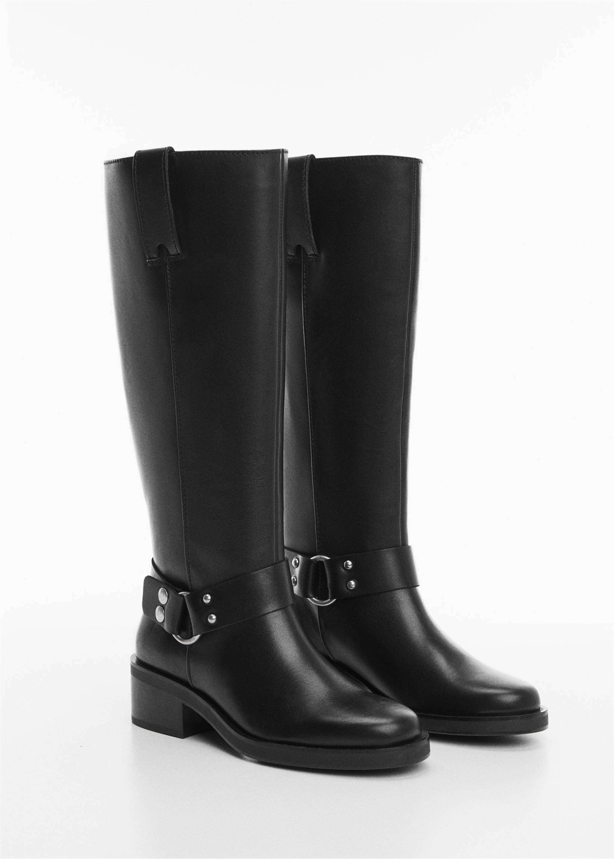Buckles leather boots - Medium plane, Black. Ref: 67080432-00.