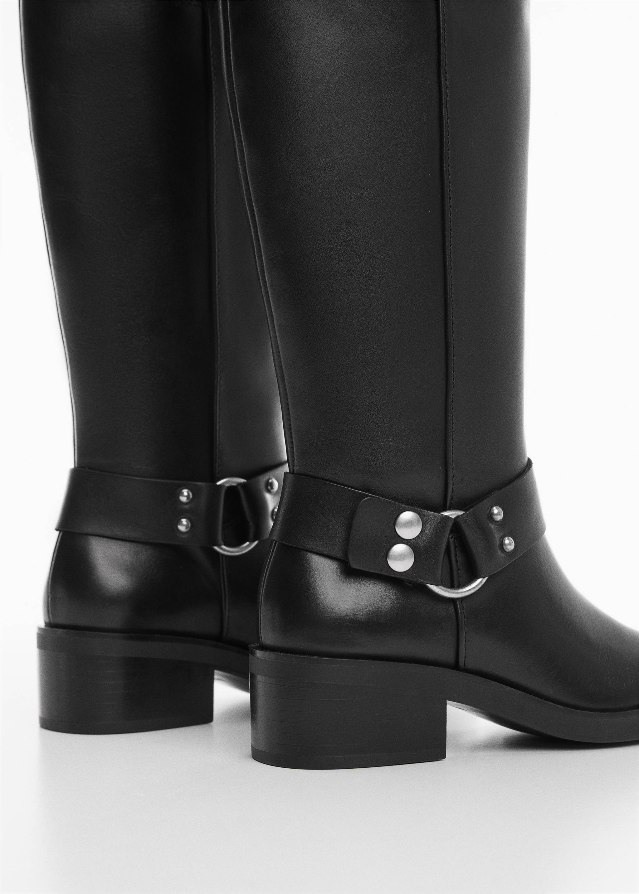 Buckles leather boots - Details of the article 1, Black. Ref: 67080432-00.