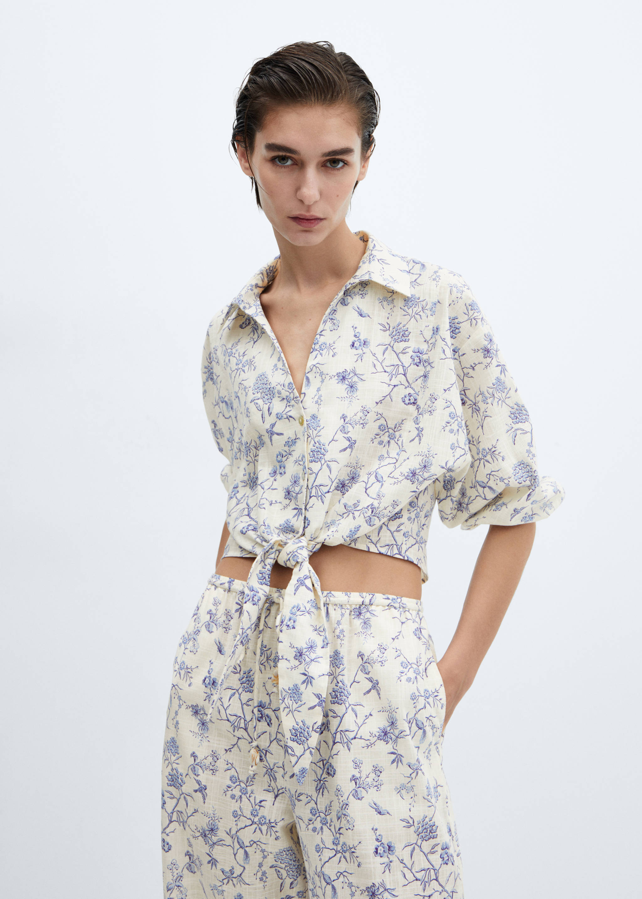 Printed cotton trousers - Details of the article 1