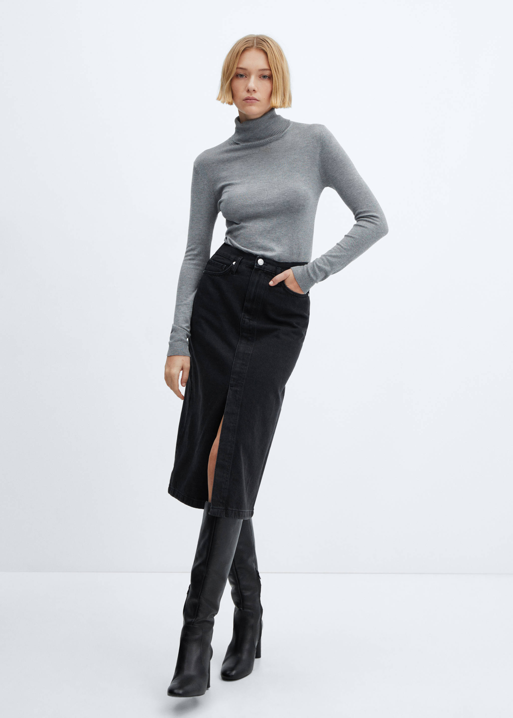 Denim midi-skirt - General plane