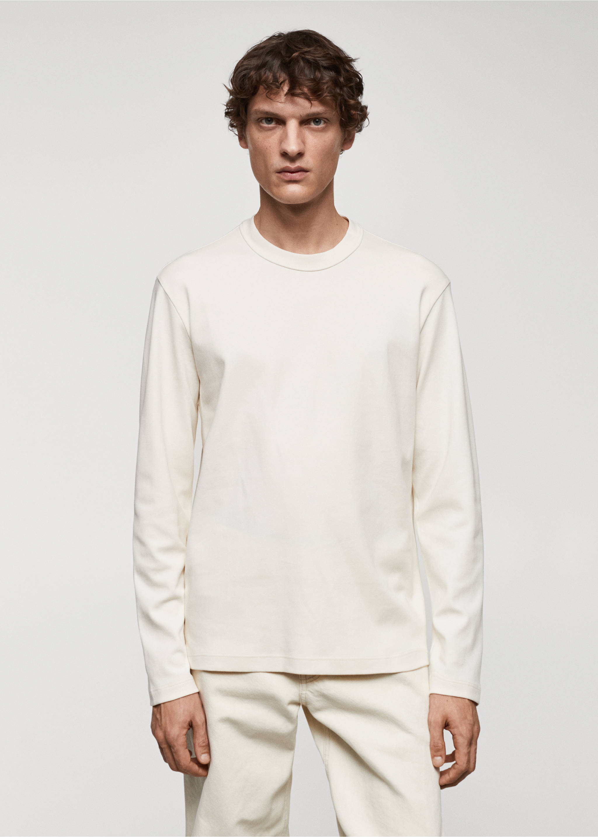 100% cotton long-sleeved t-shirt - Medium plane, Off White. Ref: 67080438-00.