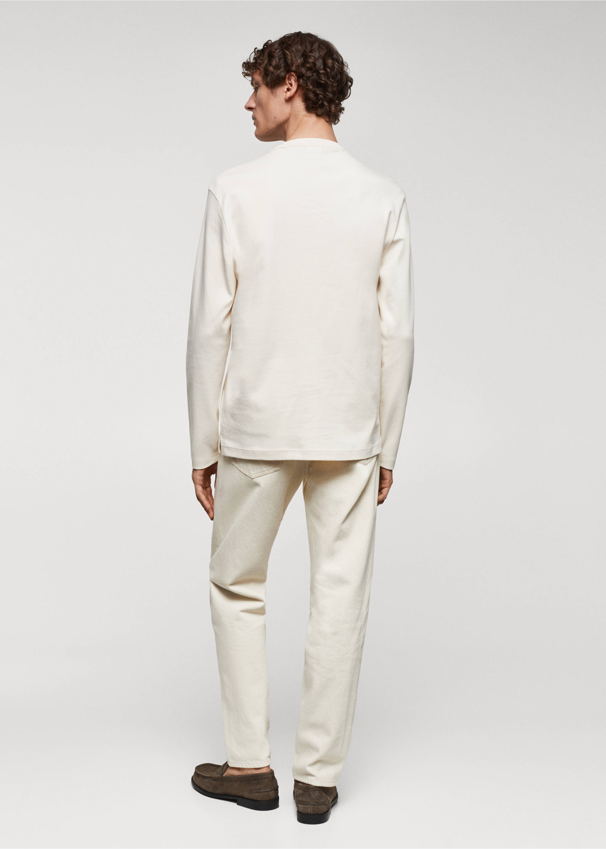 100% cotton long-sleeved t-shirt - Reverse of the article, Off White. Ref: 67080438-00.