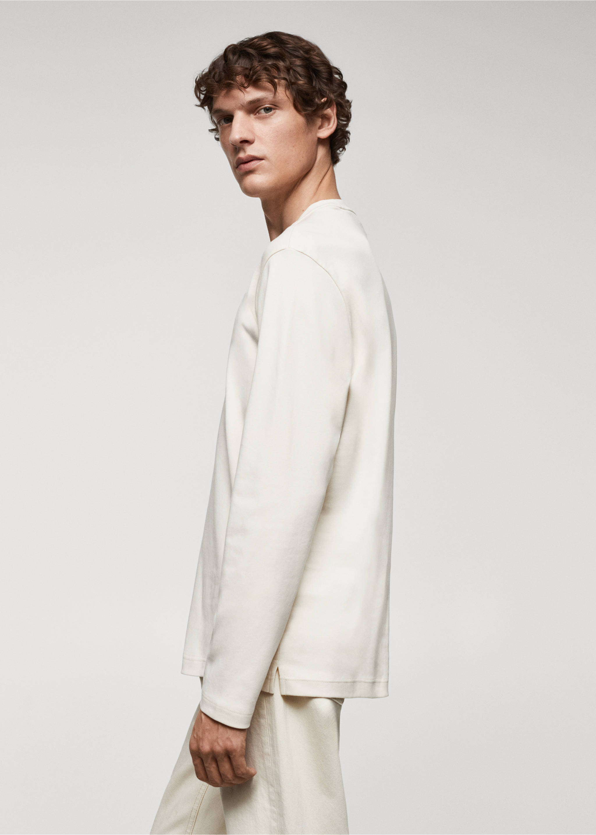 100% cotton long-sleeved t-shirt - Details of the article 2, Off White. Ref: 67080438-00.