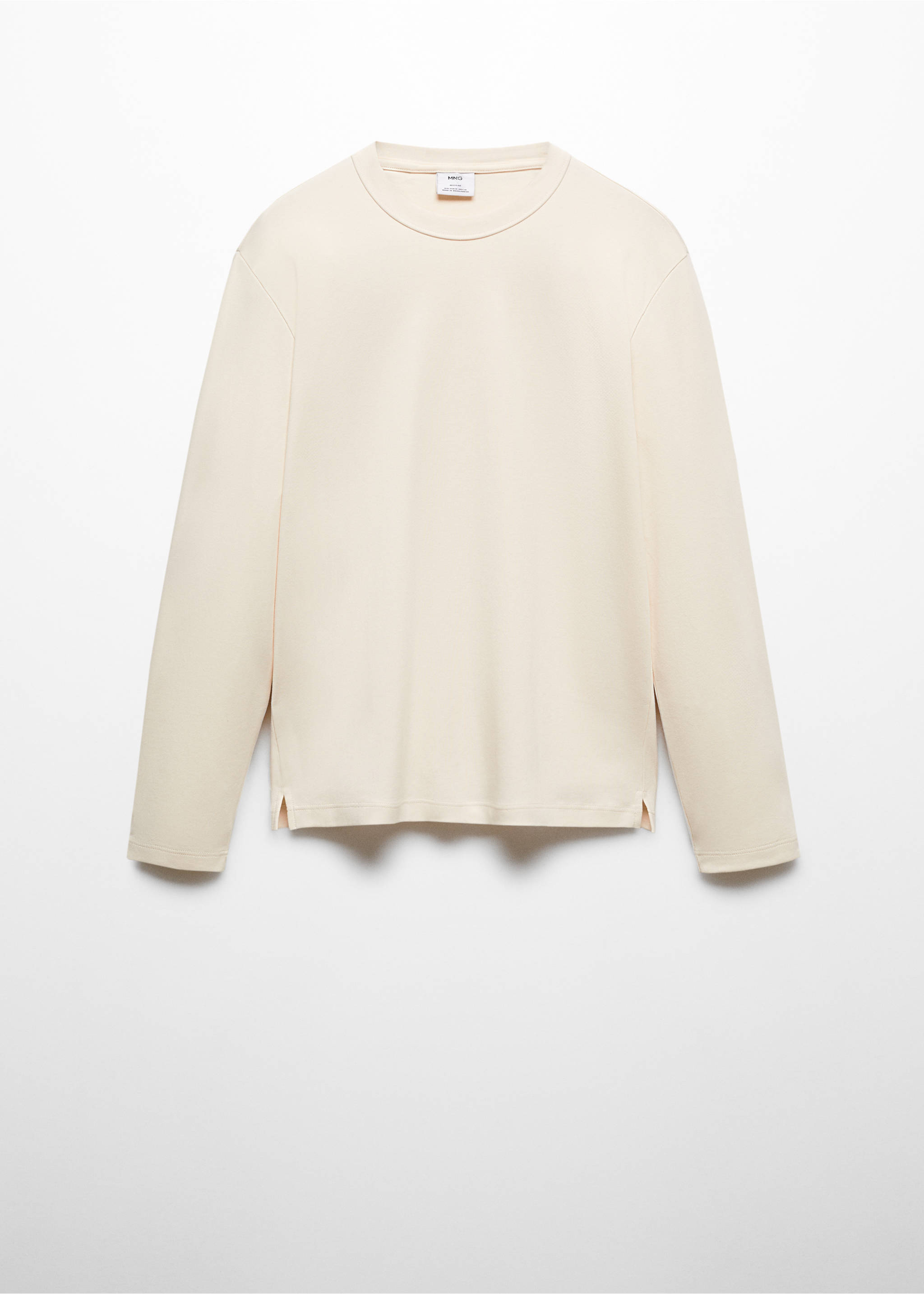 100% cotton long-sleeved t-shirt - Article without model, Off White. Ref: 67080438-00.