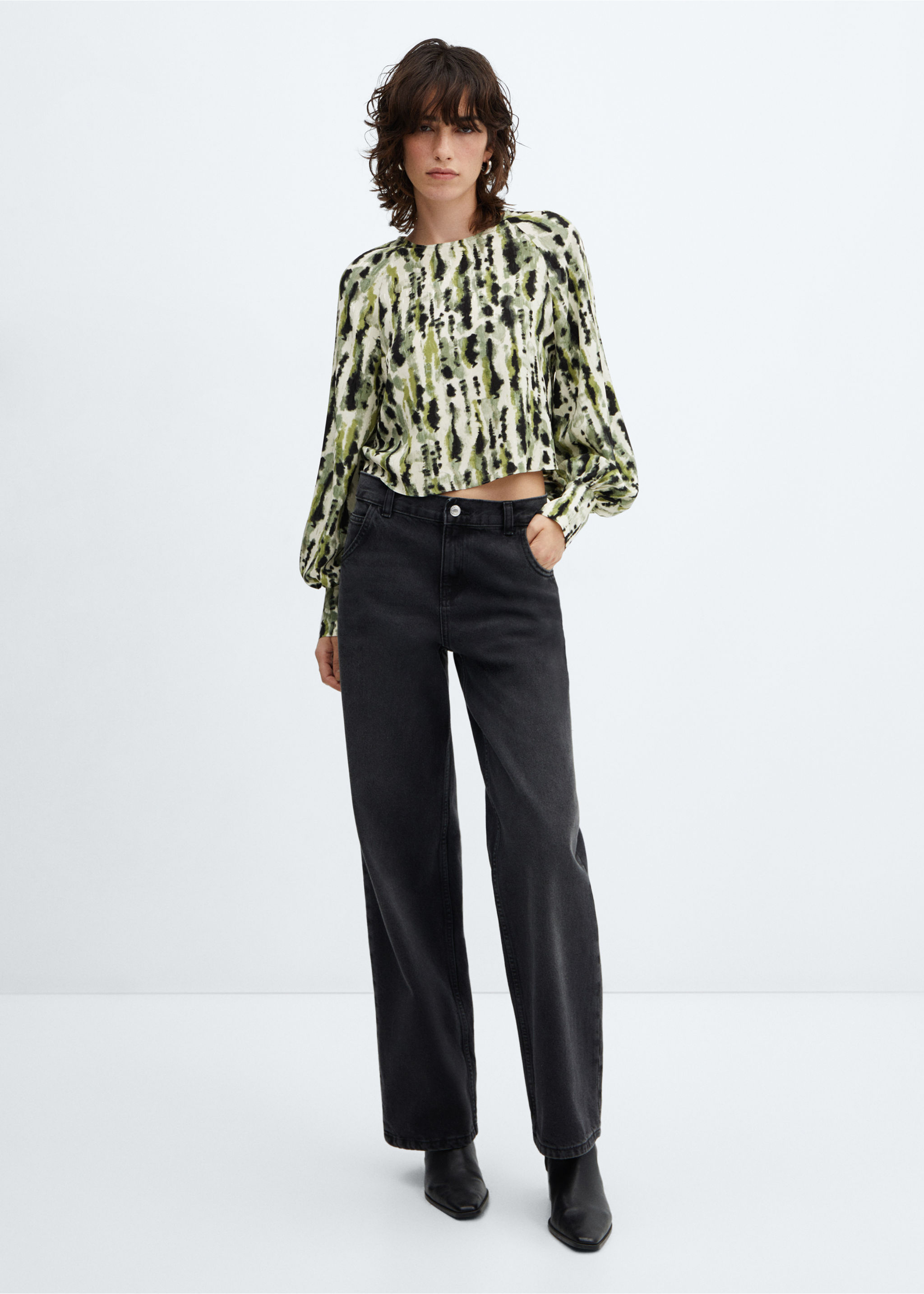 Bedruckte Bluse mit Schleife - Allgemeine Ansicht