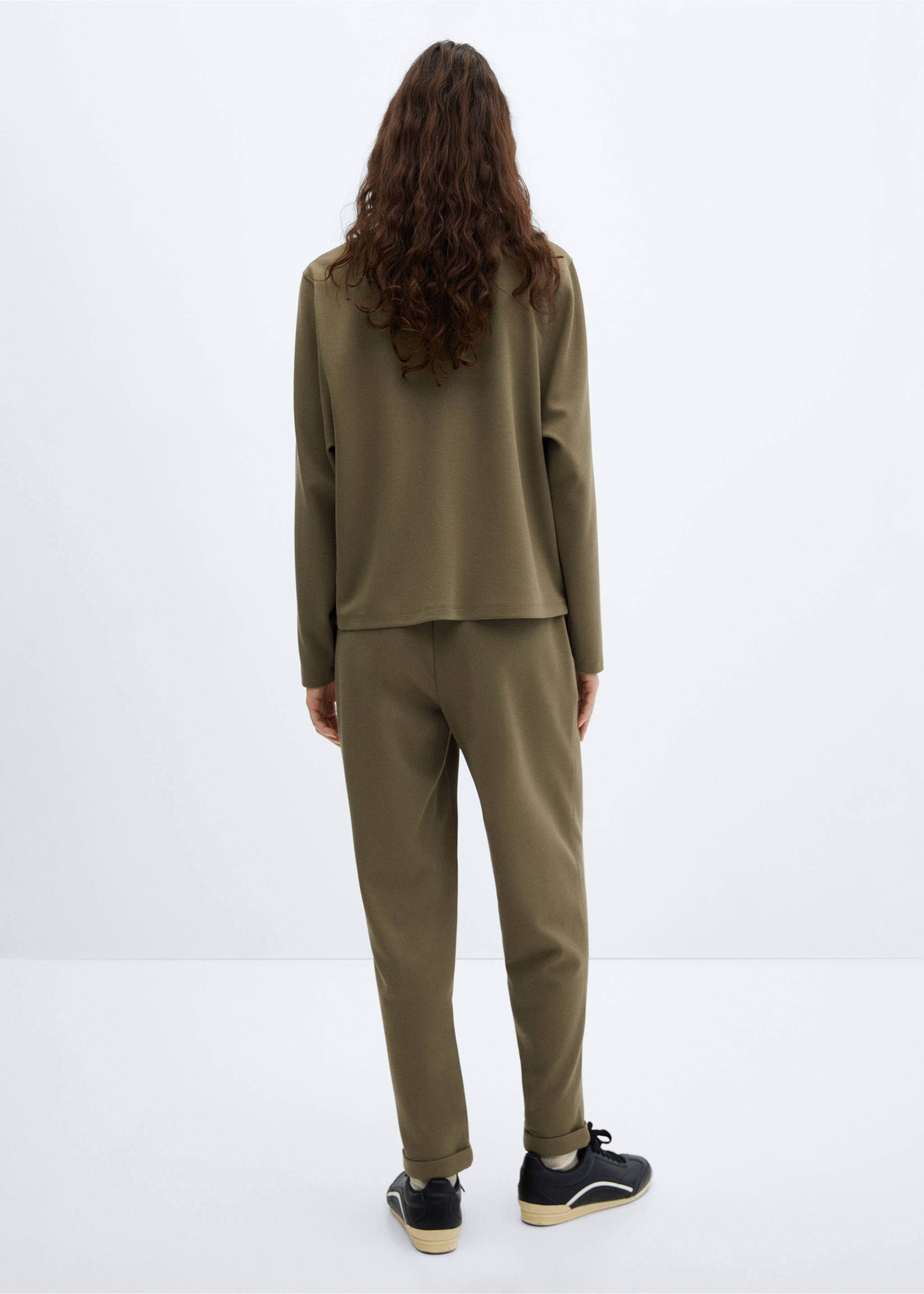 Decorative stitching sweatshirt - Reverse of the article, Khaki. Ref: 67080453-00.