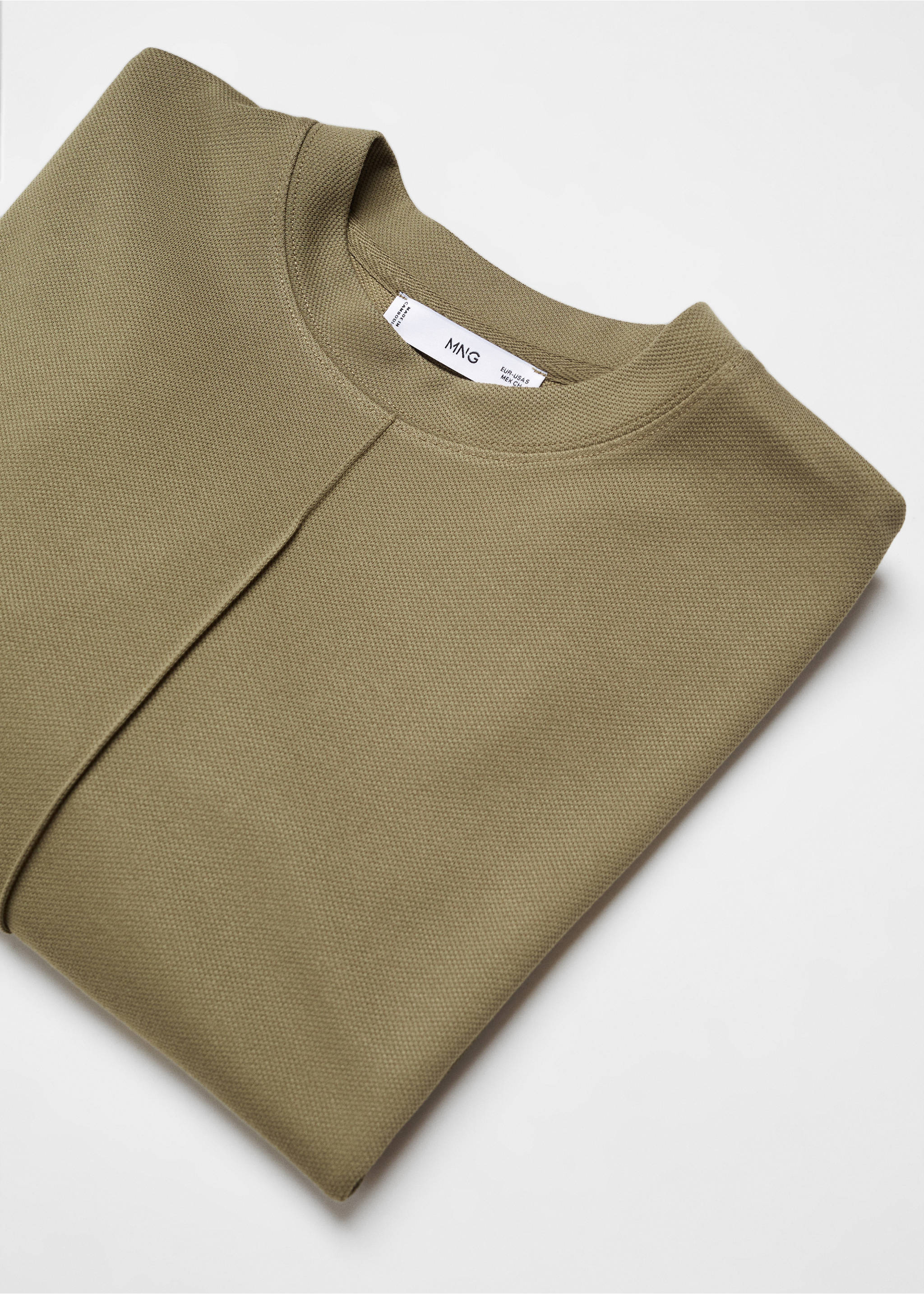 Decorative stitching sweatshirt - Details of the article 8, Khaki. Ref: 67080453-00.