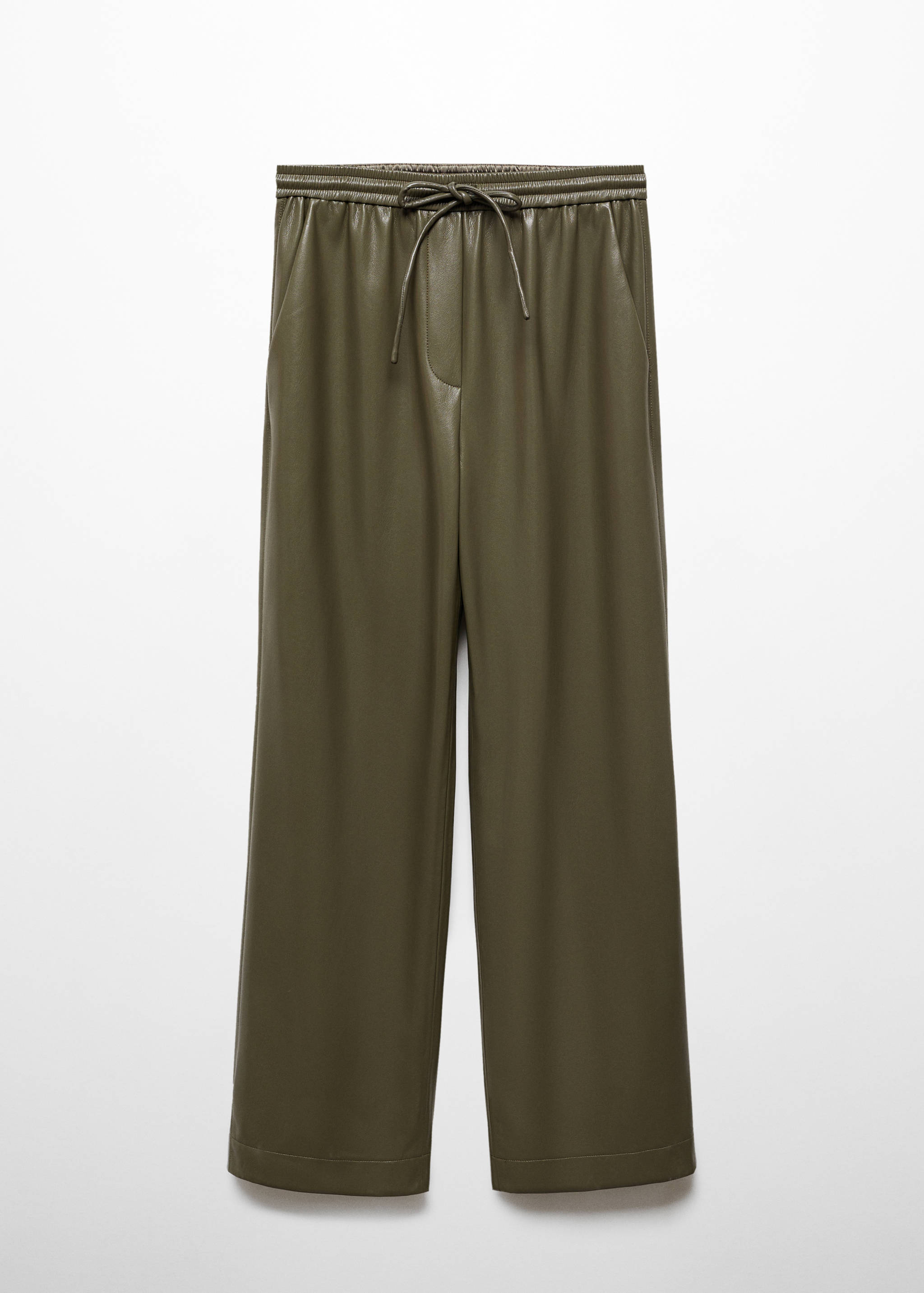 Faux-leather trousers with elastic waist - Article without model