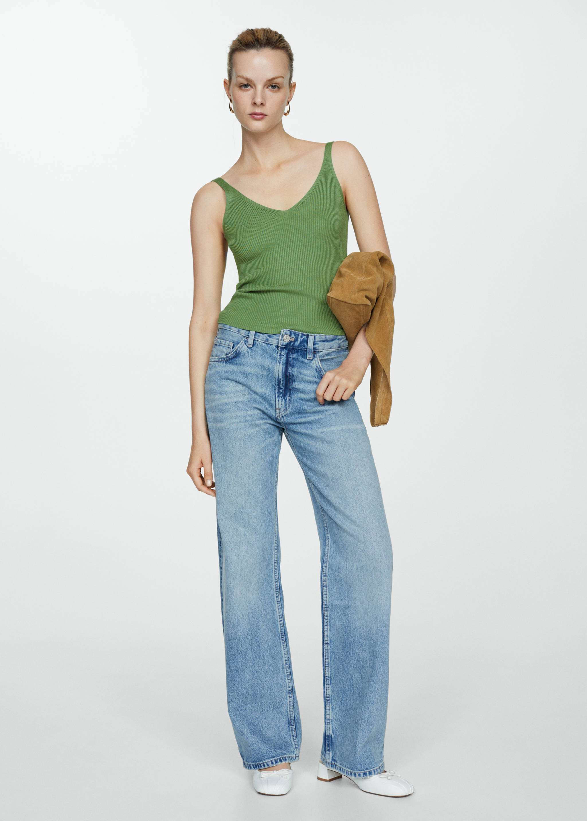 Strick-Top mit V-Ausschnitt - Allgemeine Ansicht