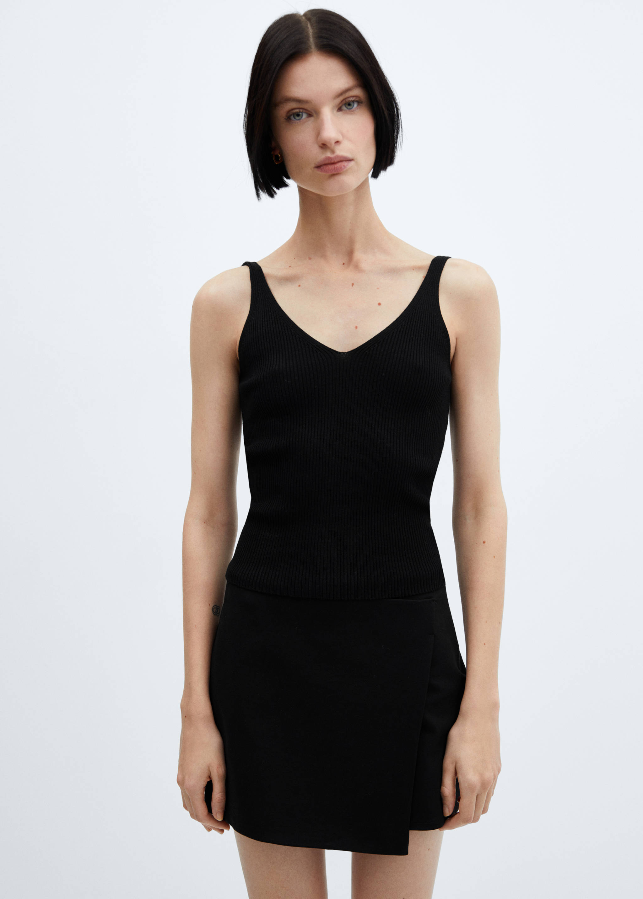 Strick-Top mit V-Ausschnitt - Mittlere Ansicht