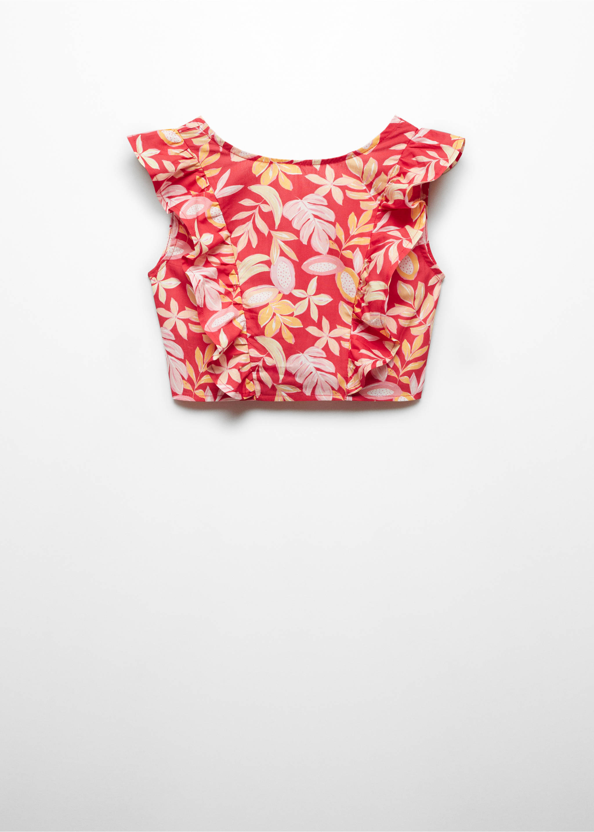Ruffle printed top - Article without model, Red. Ref: 67080472-00.