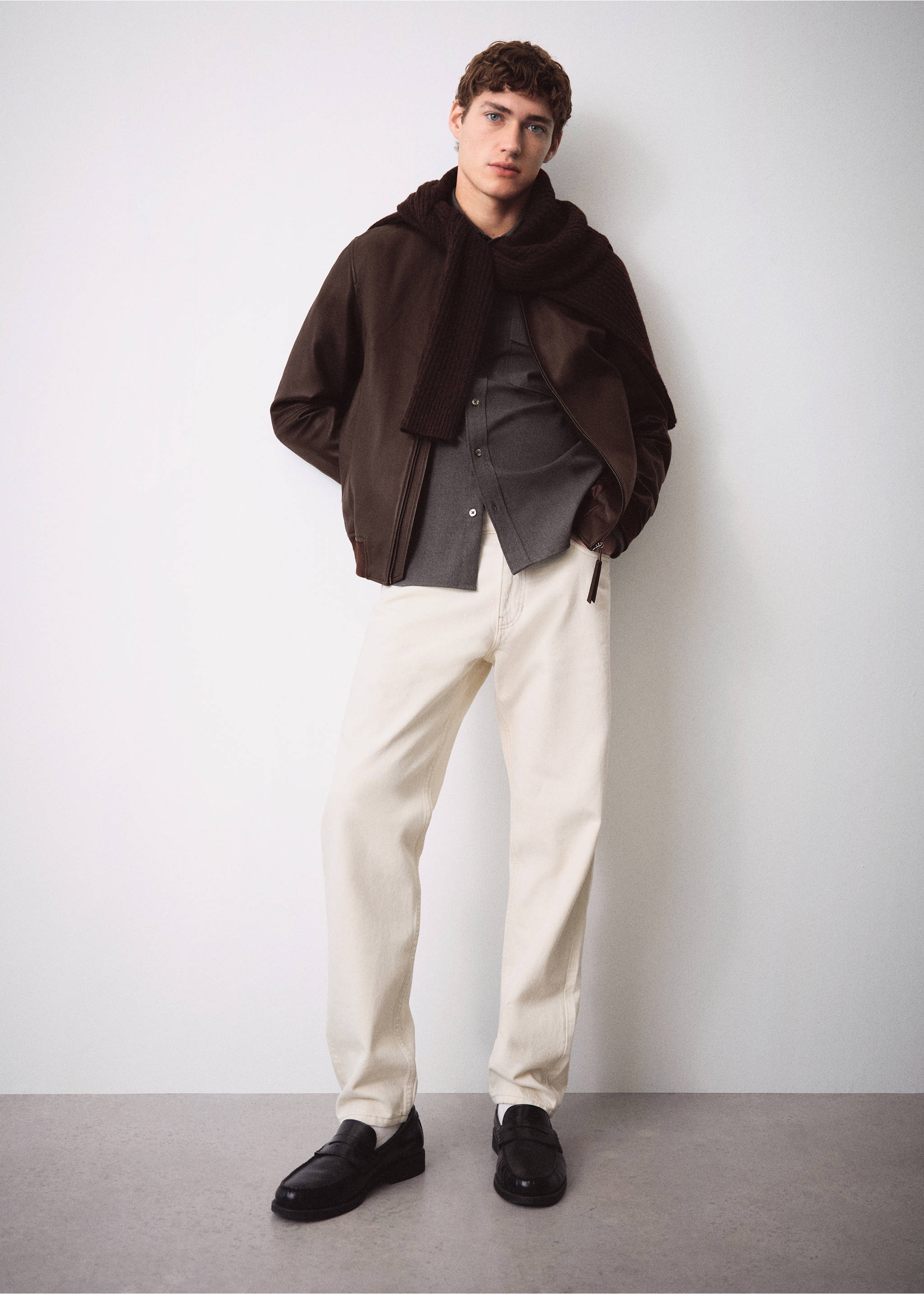 100% nappa leather jacket - Details of the article 7, Chocolate. Ref: 67080618-00.