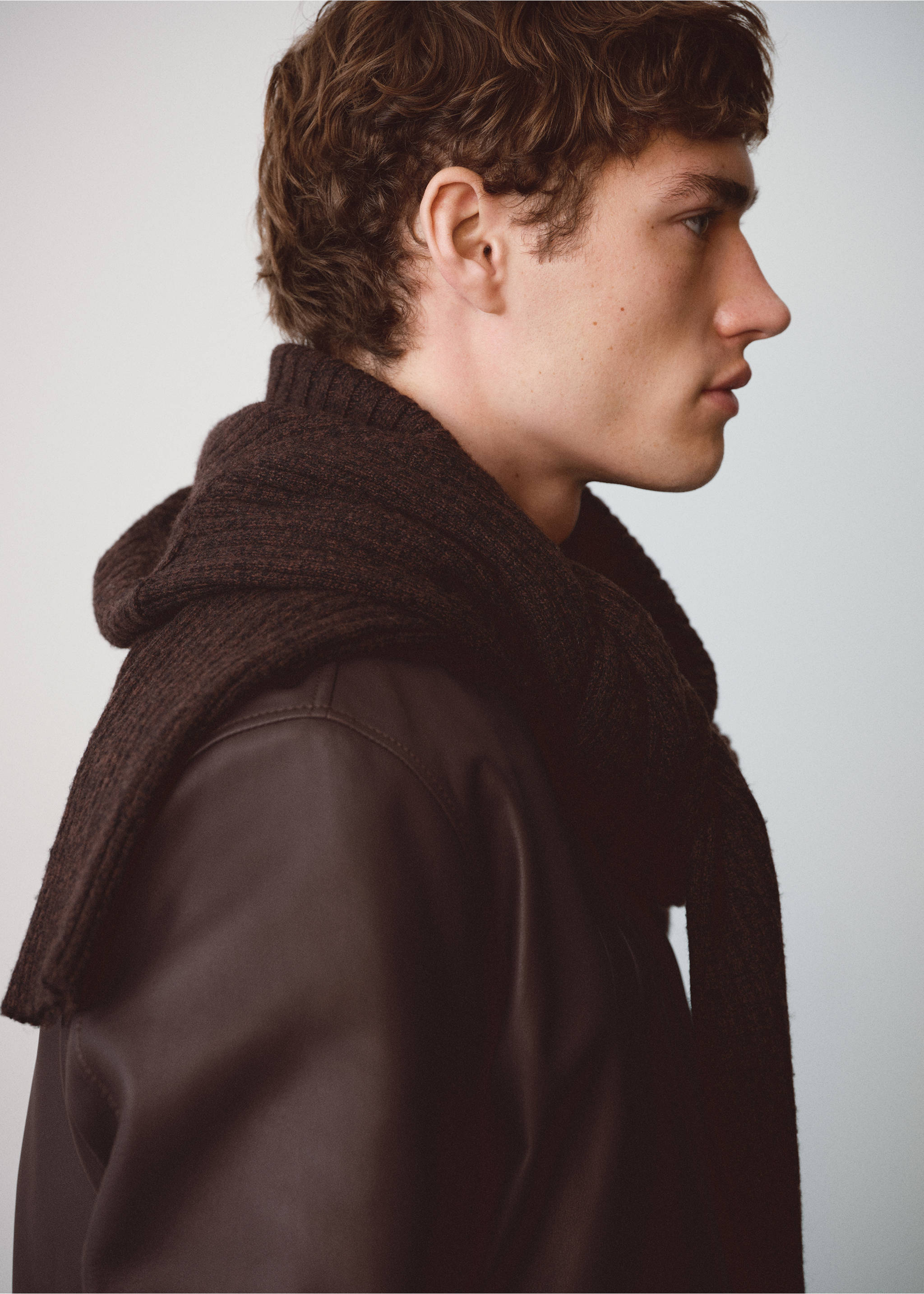 100% nappa leather jacket - Details of the article 9, Chocolate. Ref: 67080618-00.
